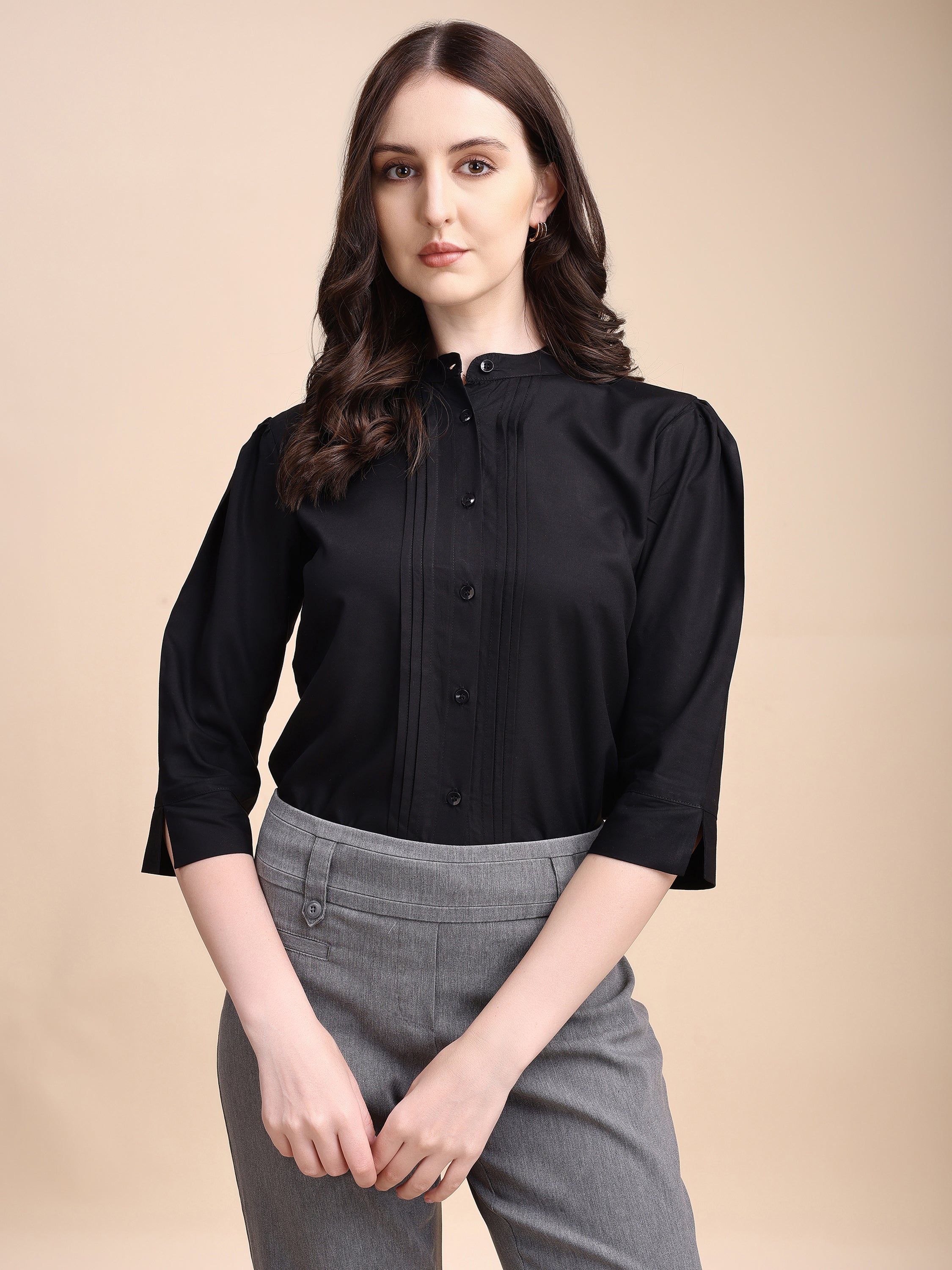 Women Solid Office Wear Shirts