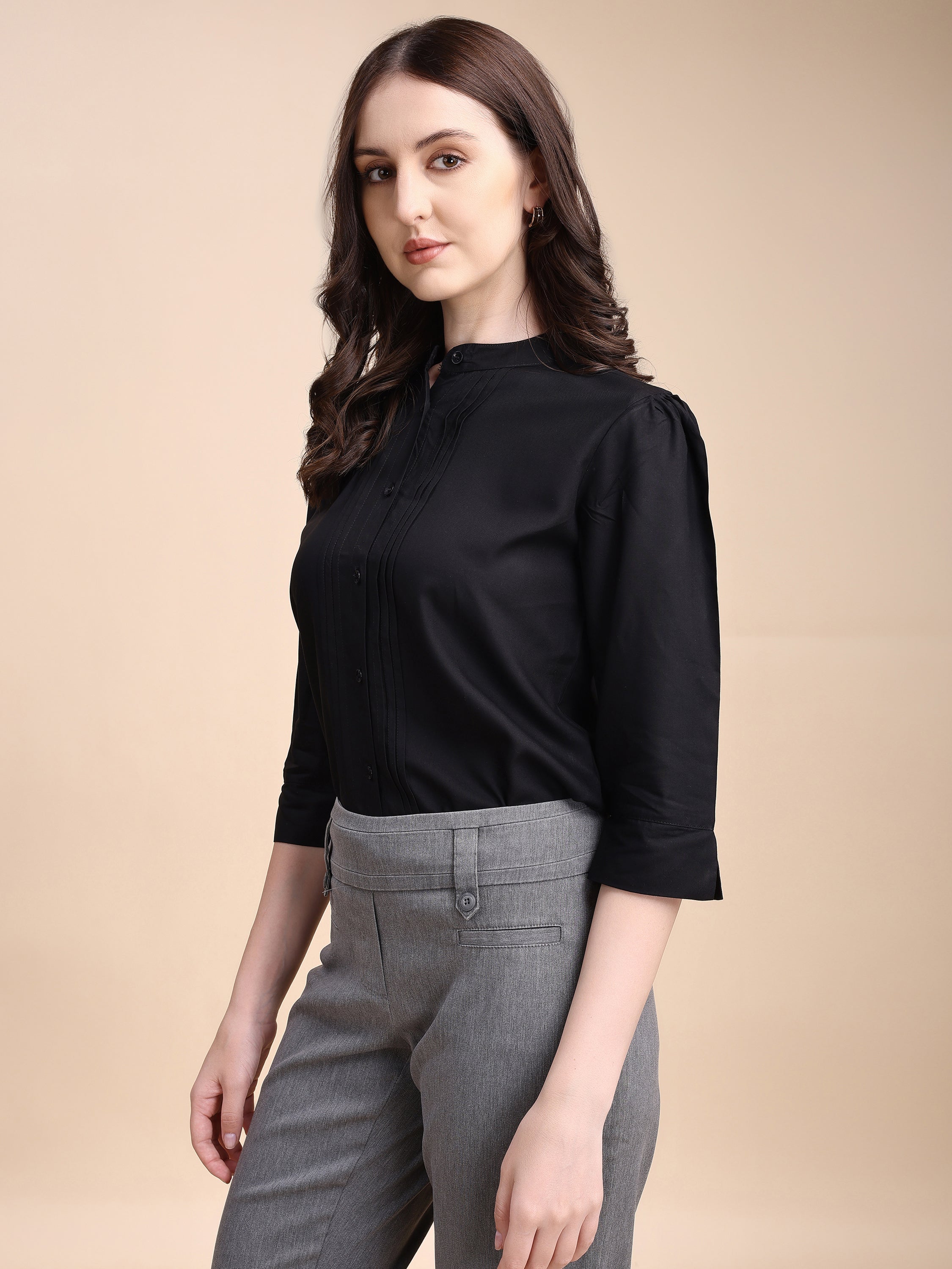 Women Solid Office Wear Shirts