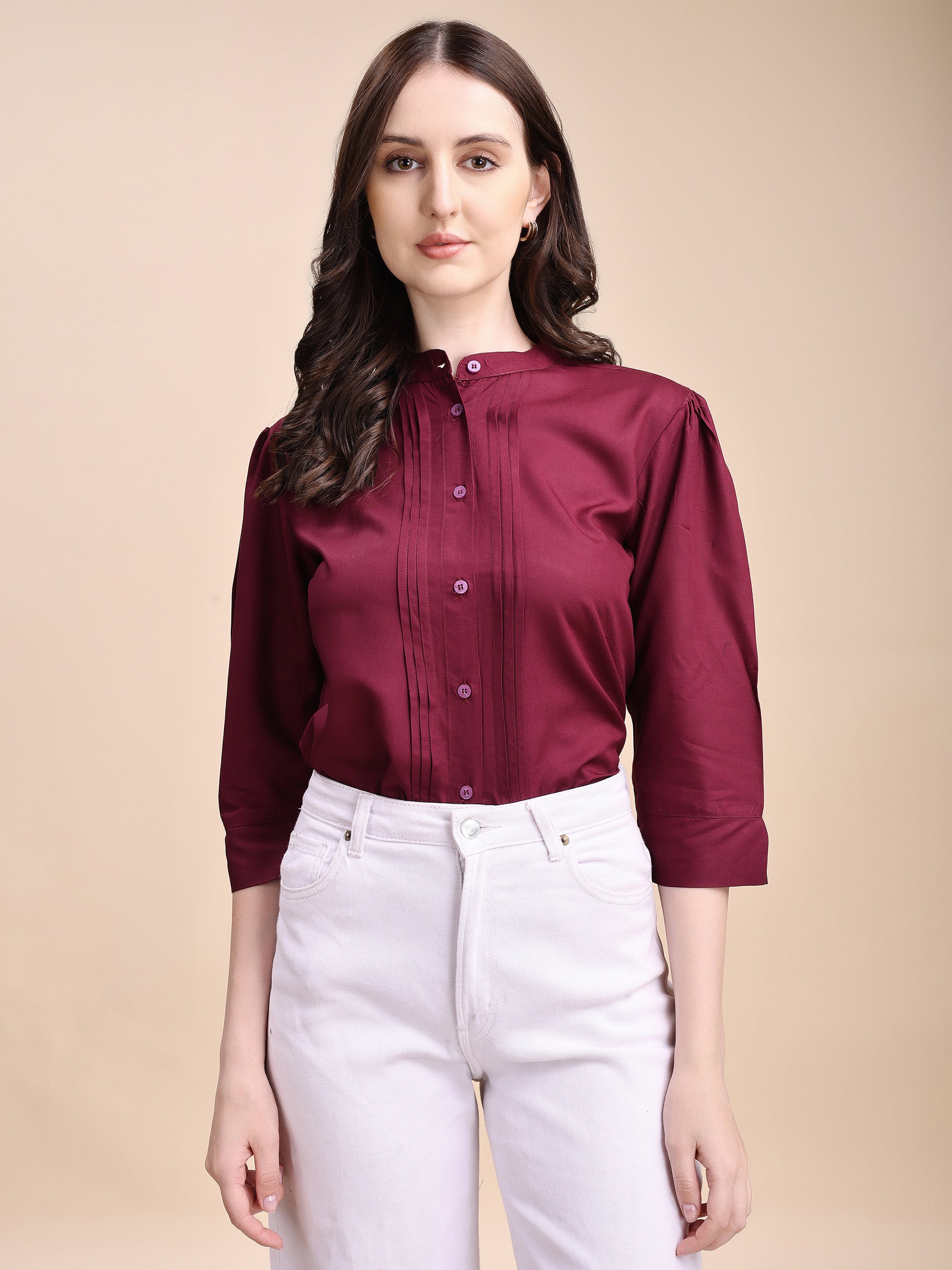 Women Solid Office Wear Shirts