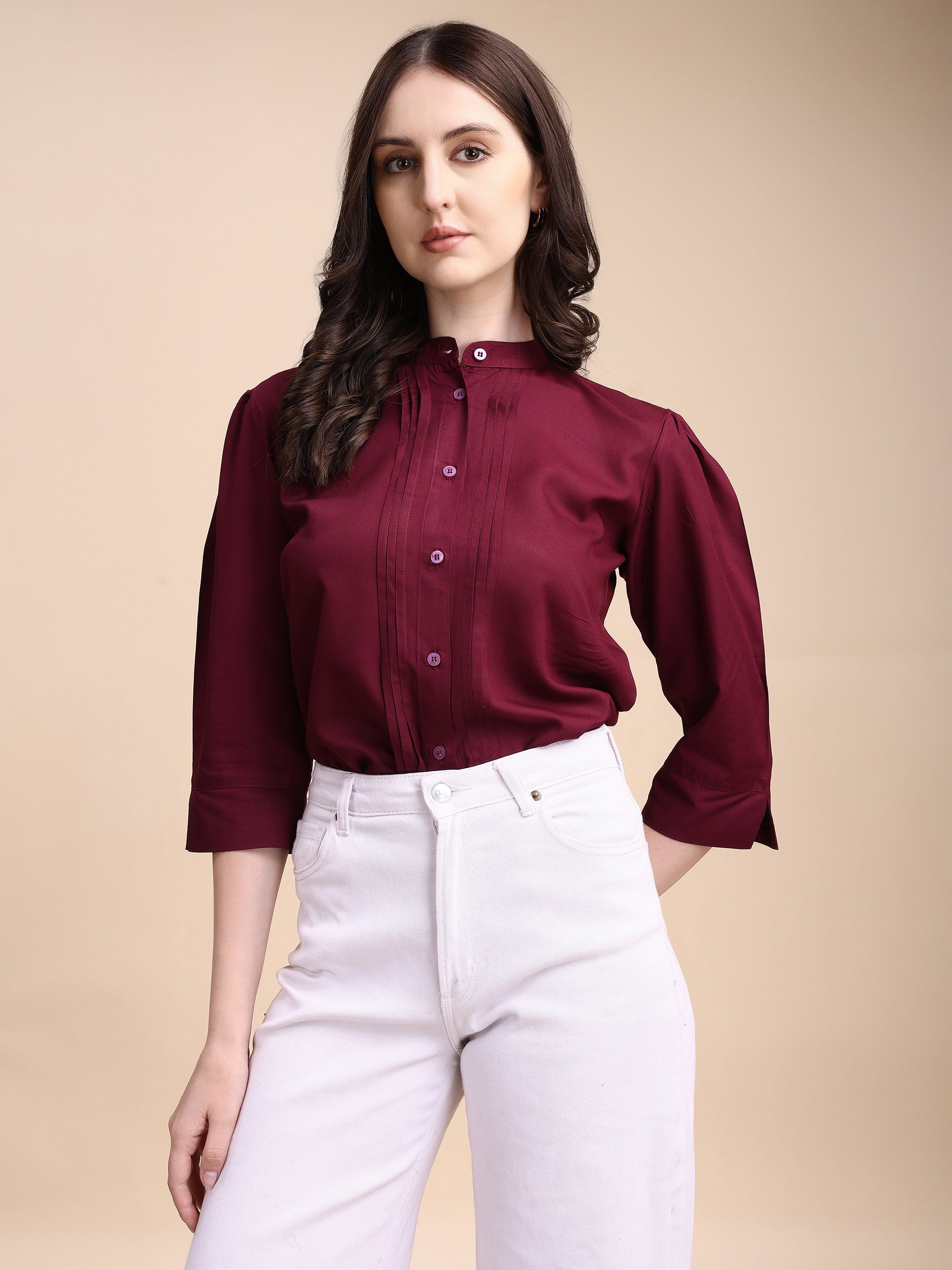 Women Solid Office Wear Shirts