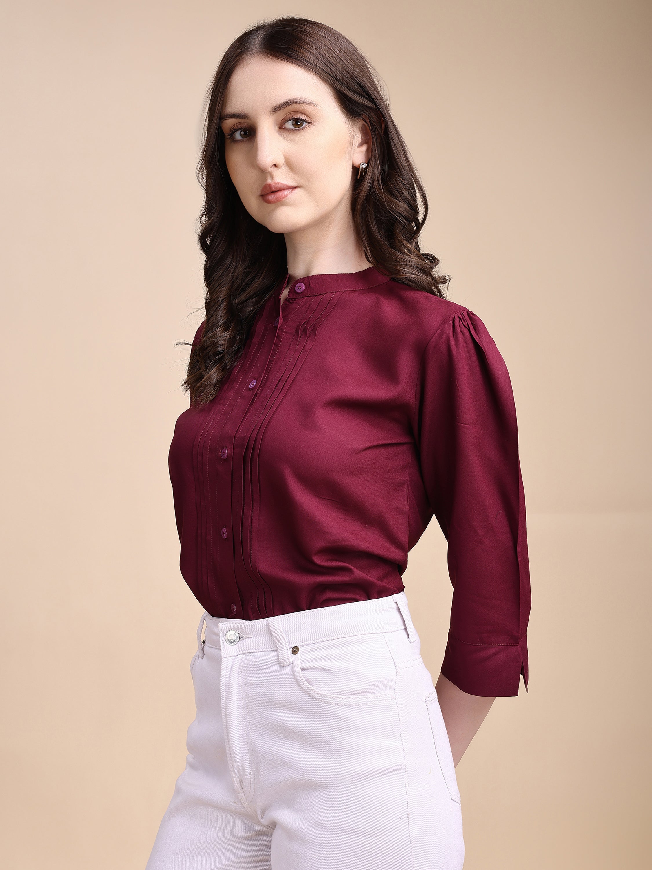 Women Solid Office Wear Shirts