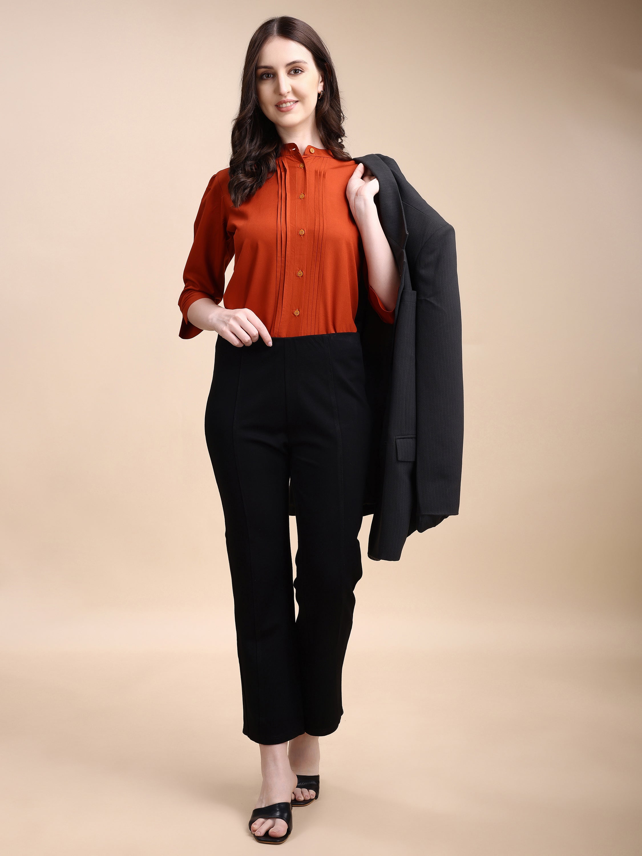 Women Solid Office Wear Shirts