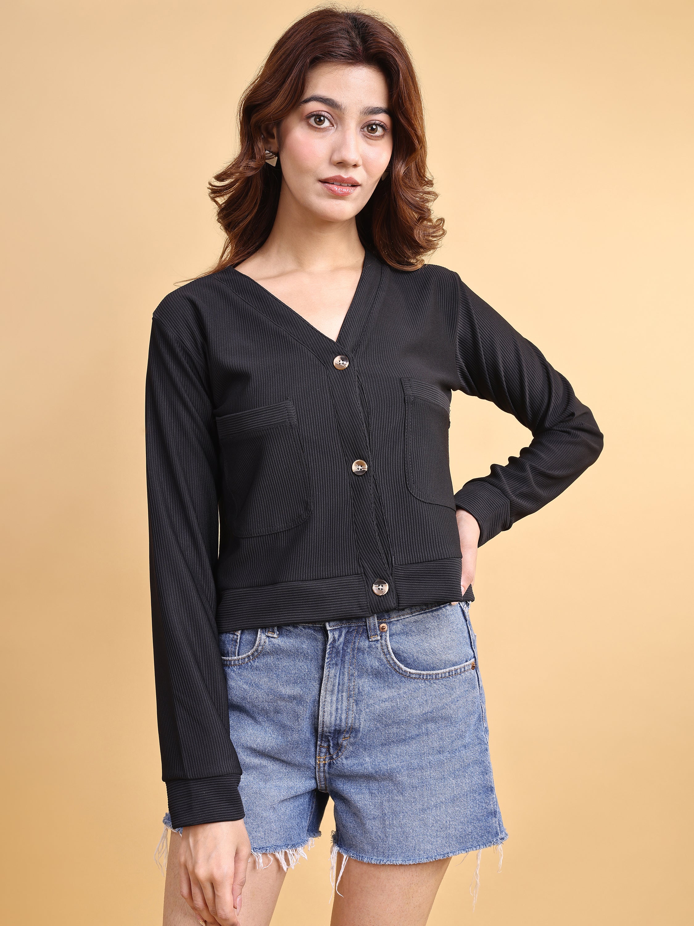 Women Solid Cardigan Top