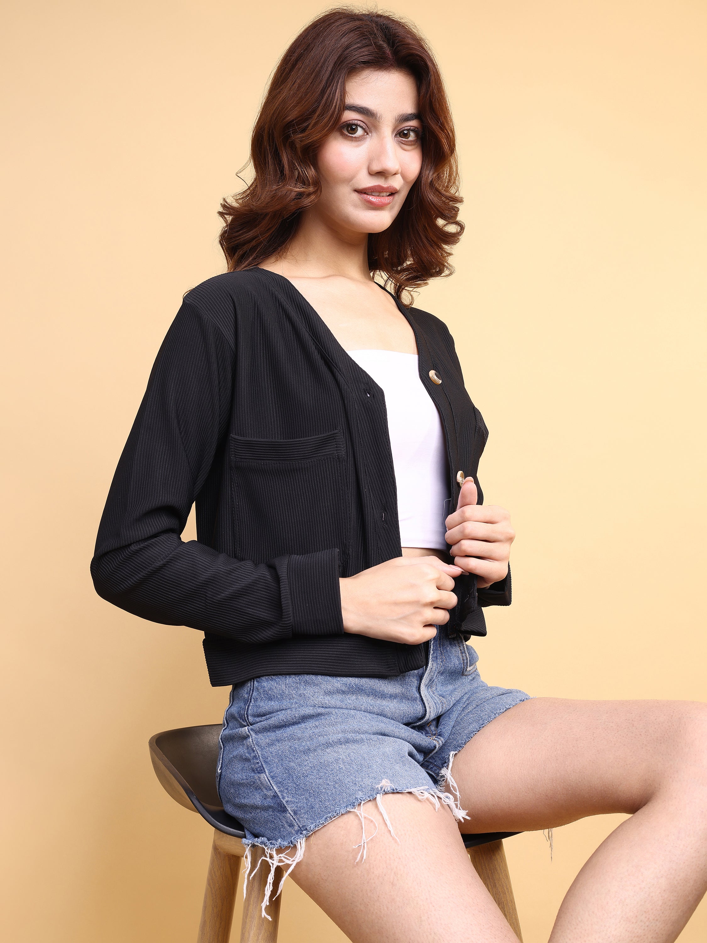 Women Solid Cardigan Top