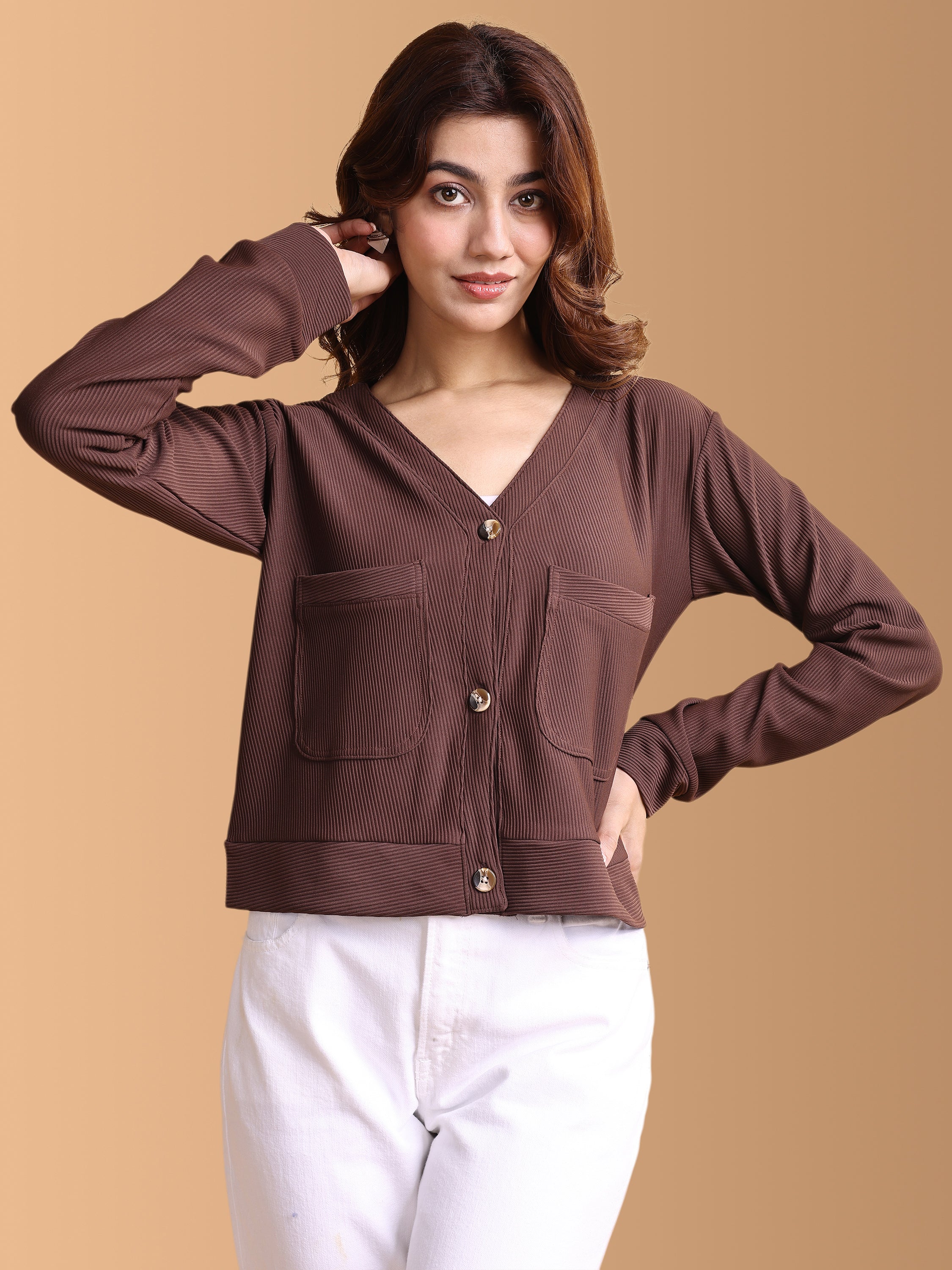Women Solid Cardigan Top