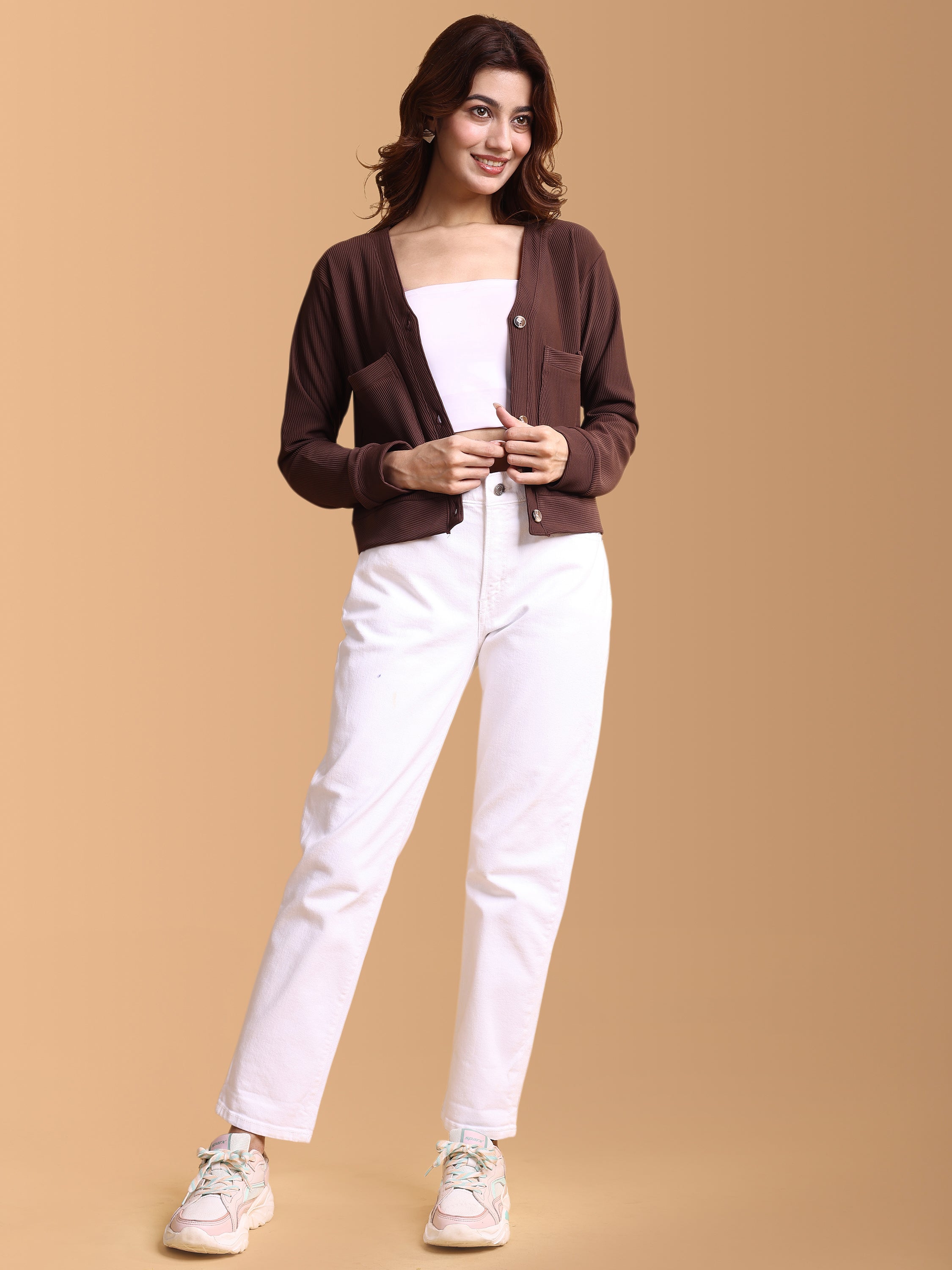 Women Solid Cardigan Top