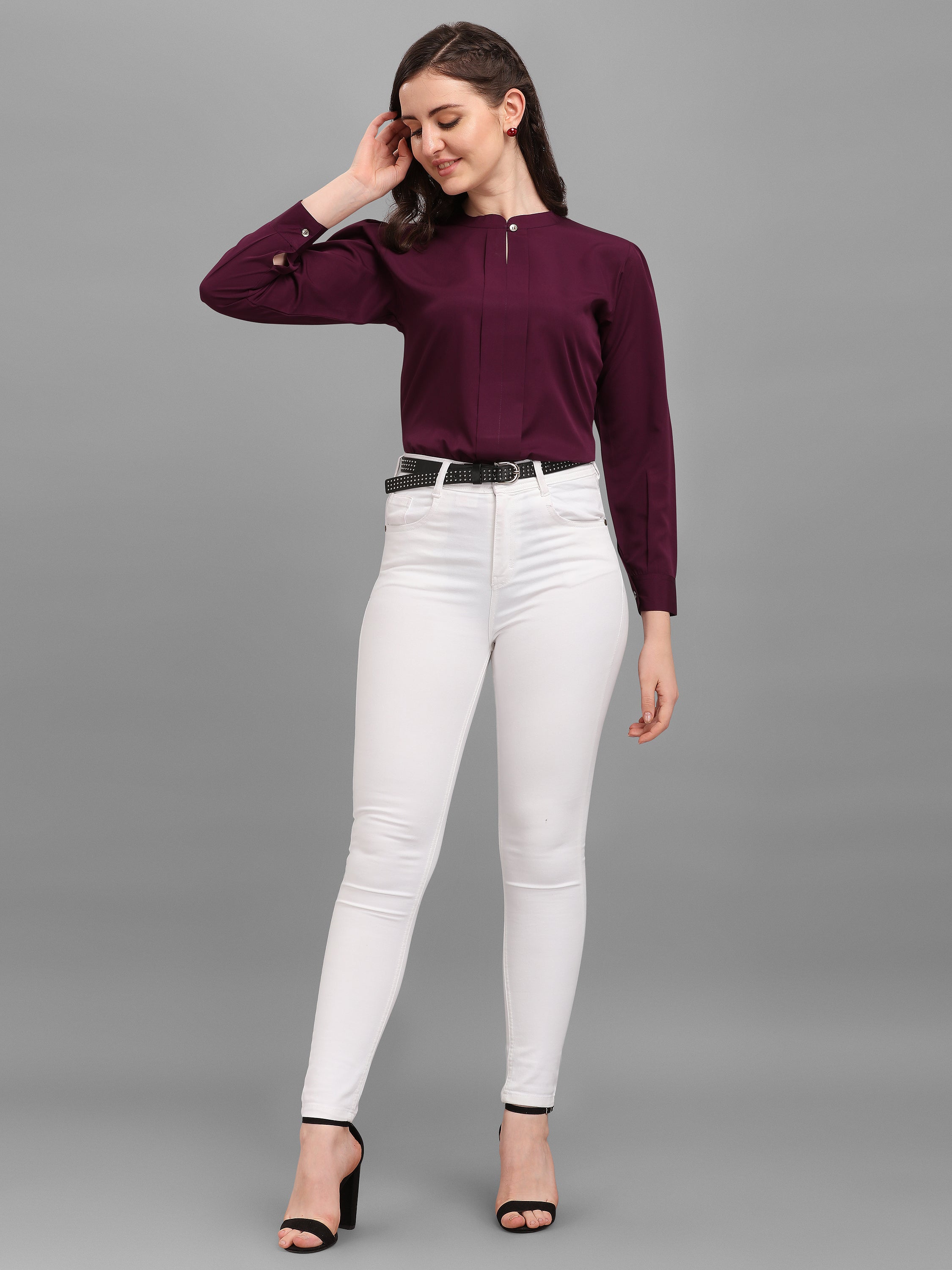 Kinjo Women Solid Formal Shirt