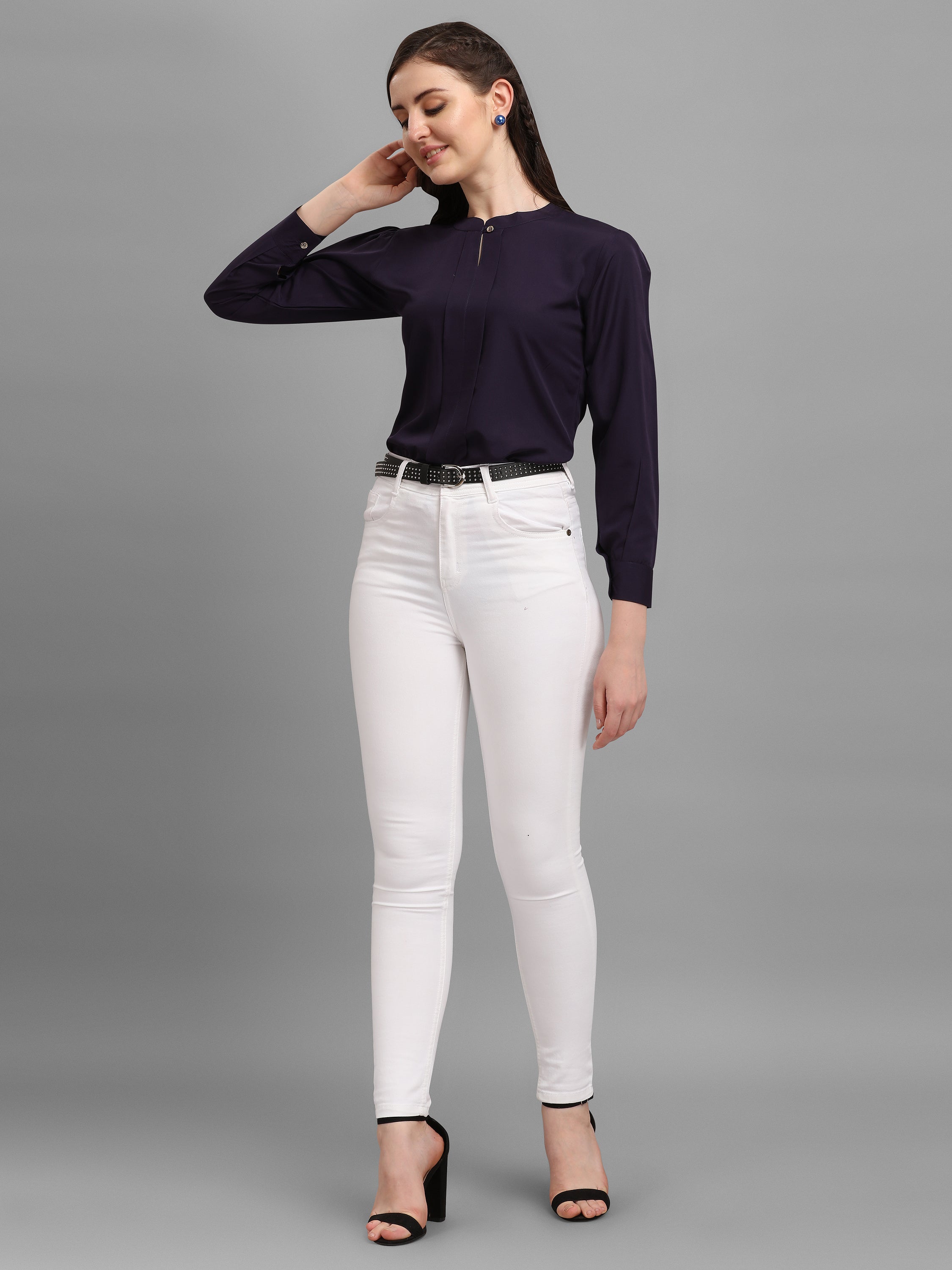 Kinjo Women Solid Formal Shirt