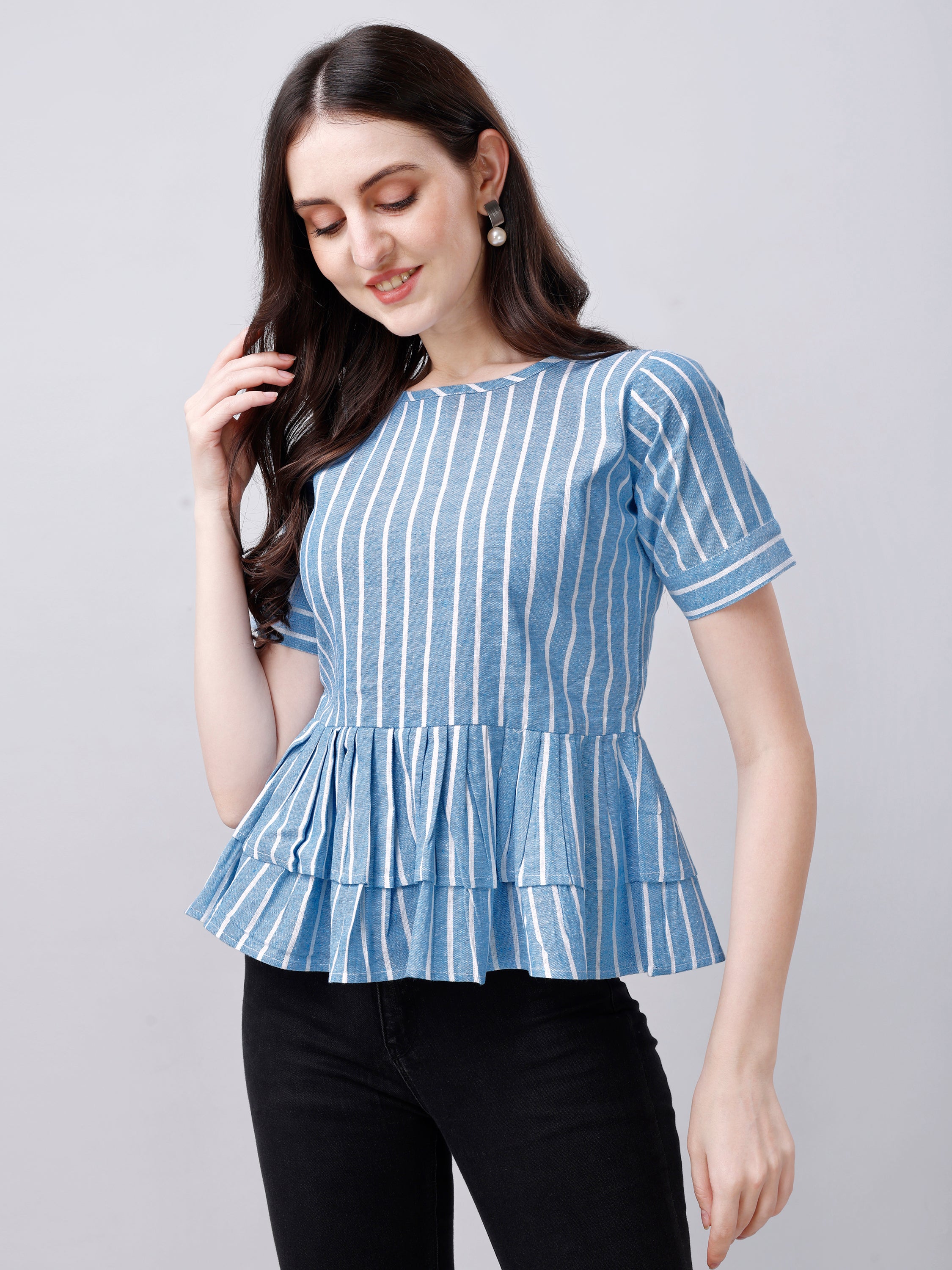 Women Striped Formal Tops