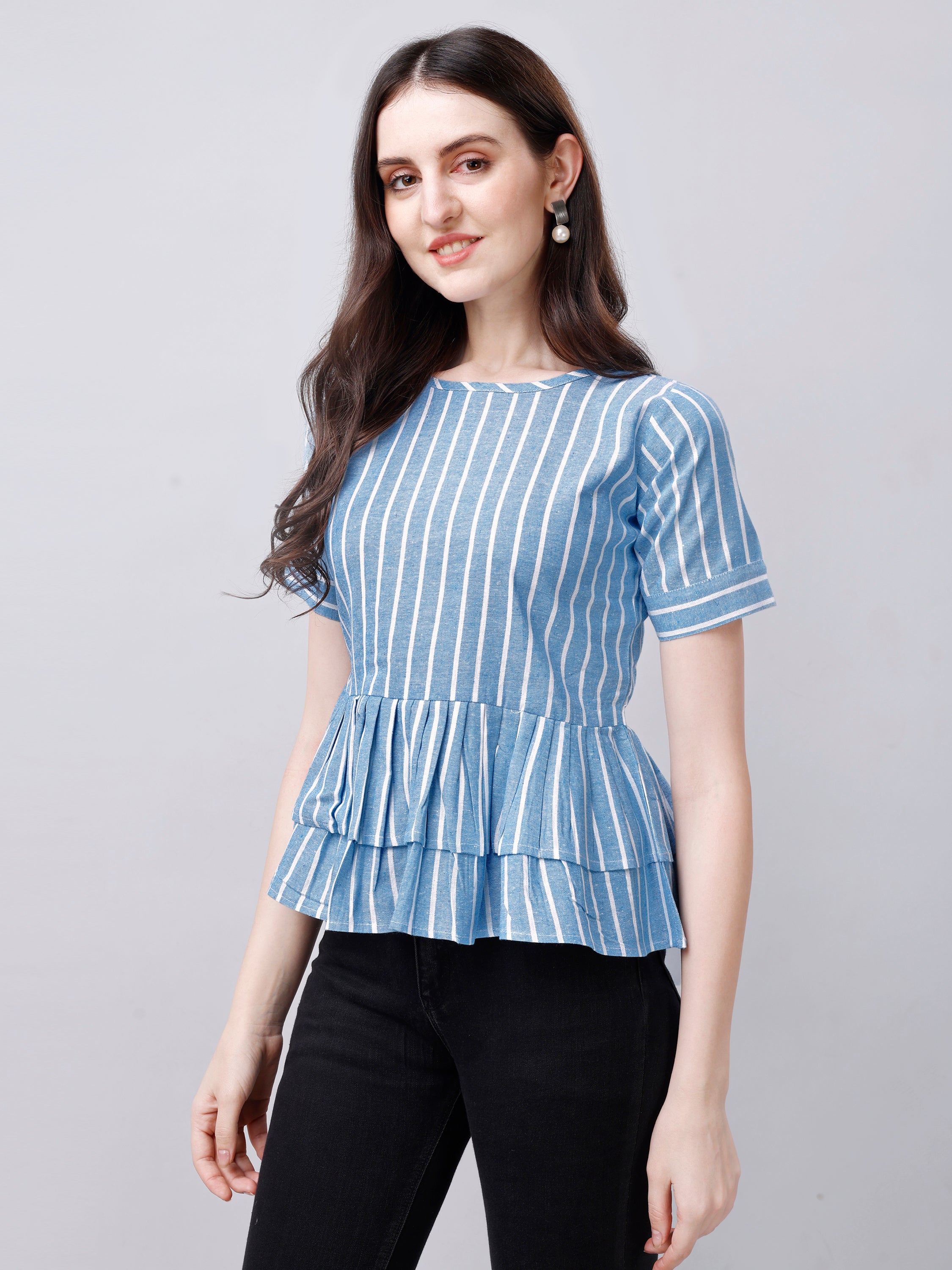 Women Striped Formal Tops