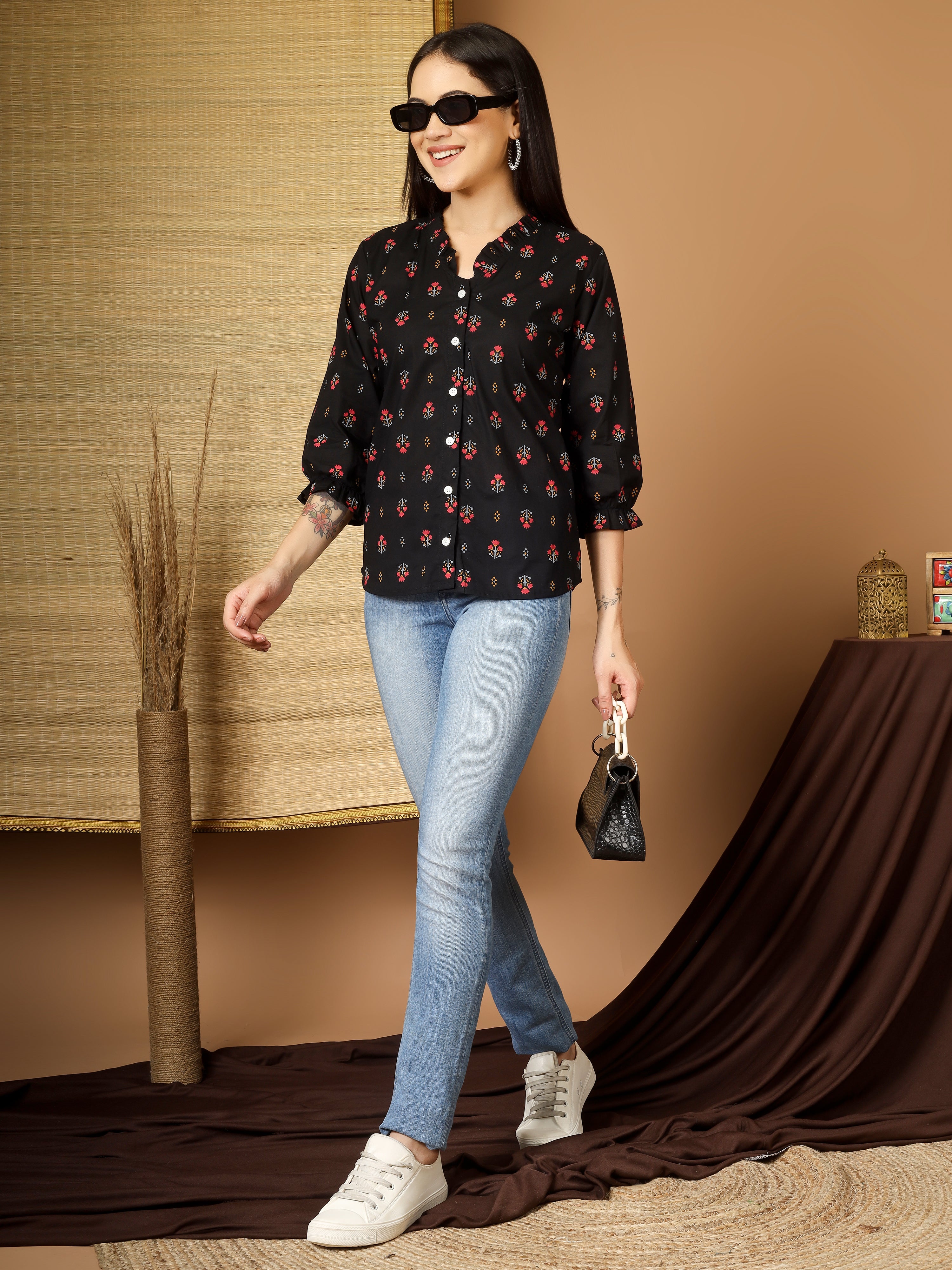 Women Floral Printed Casual Tops
