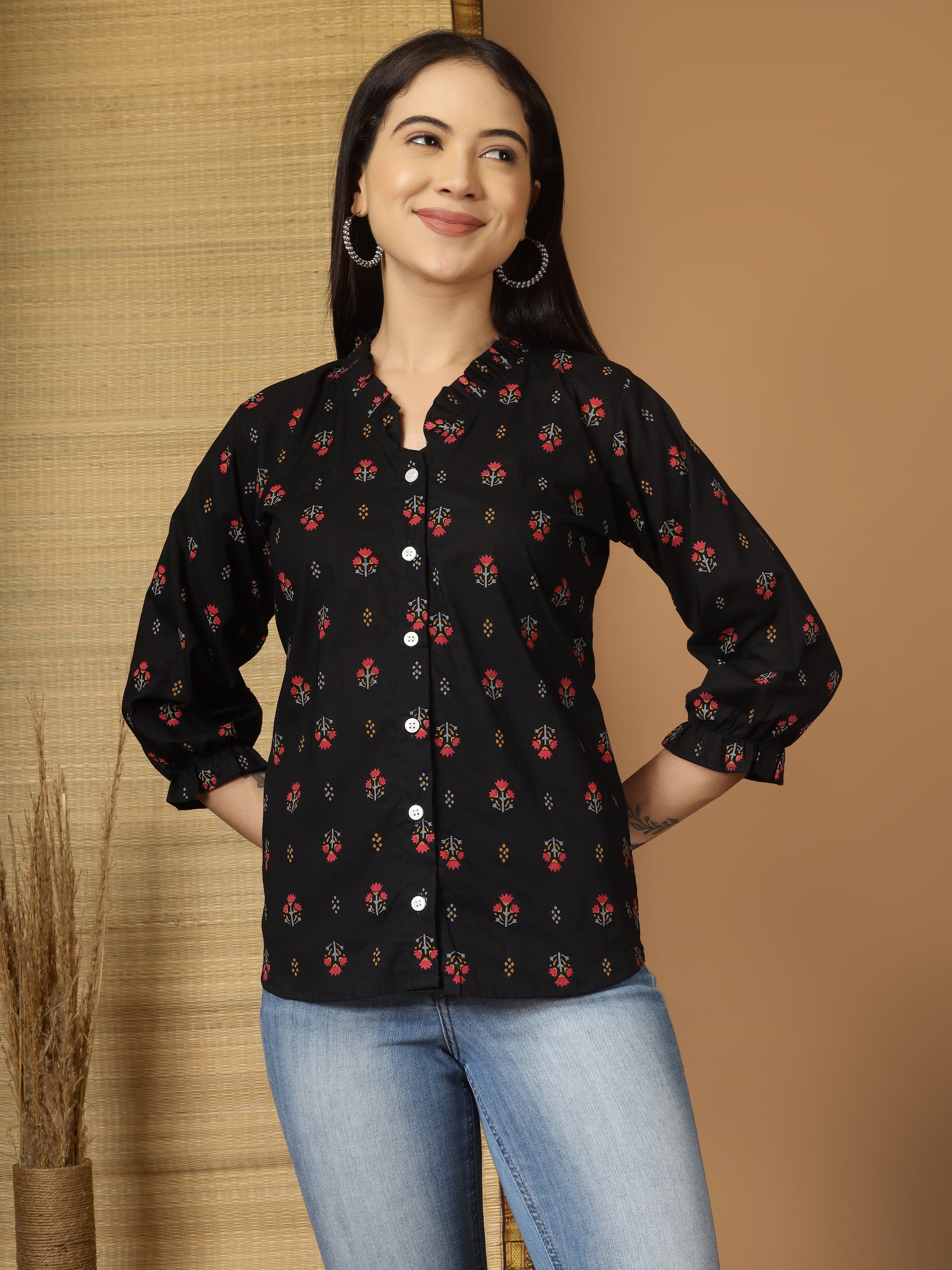 Women Floral Printed Casual Tops
