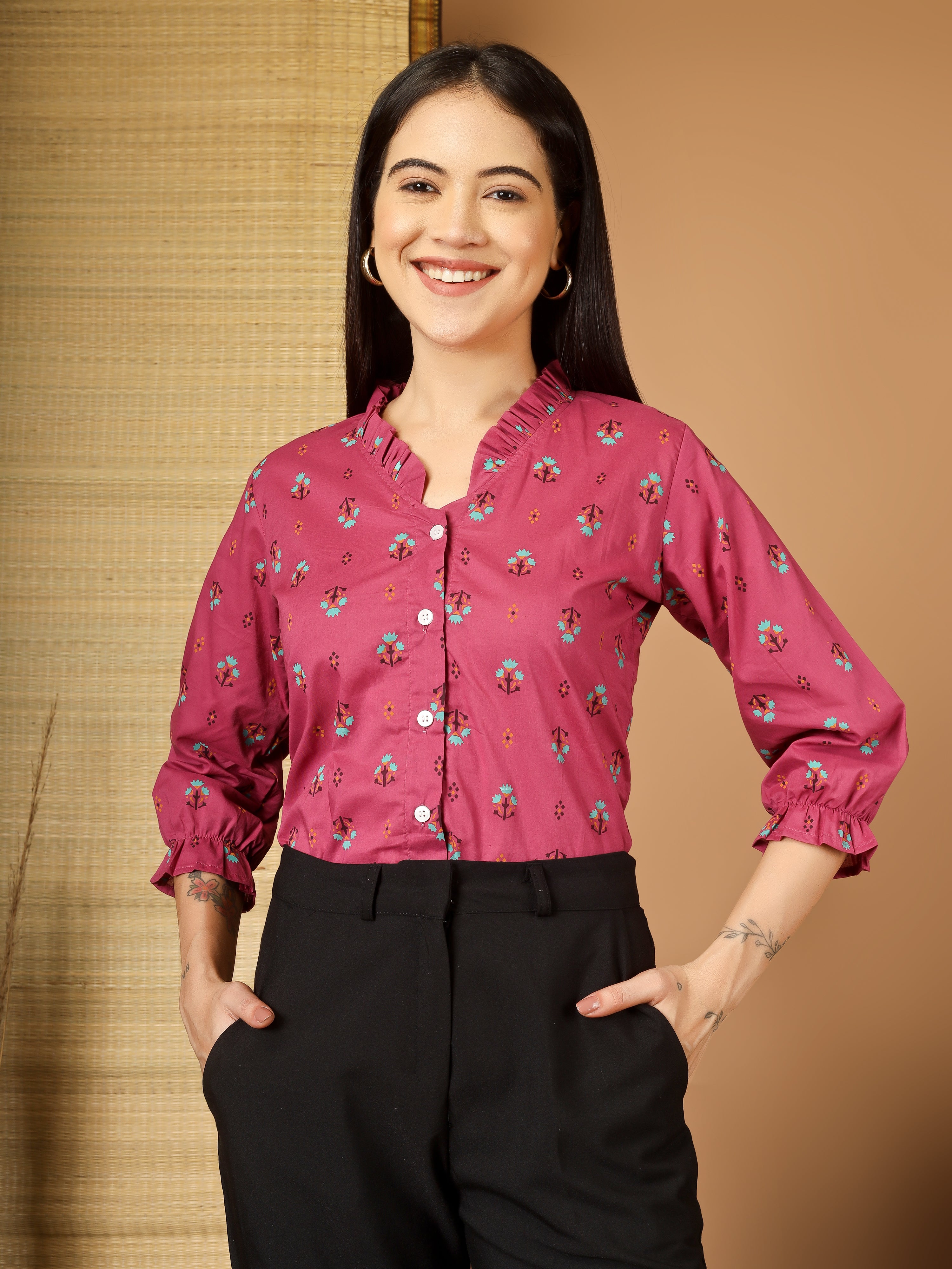 Women Floral Printed Casual Tops