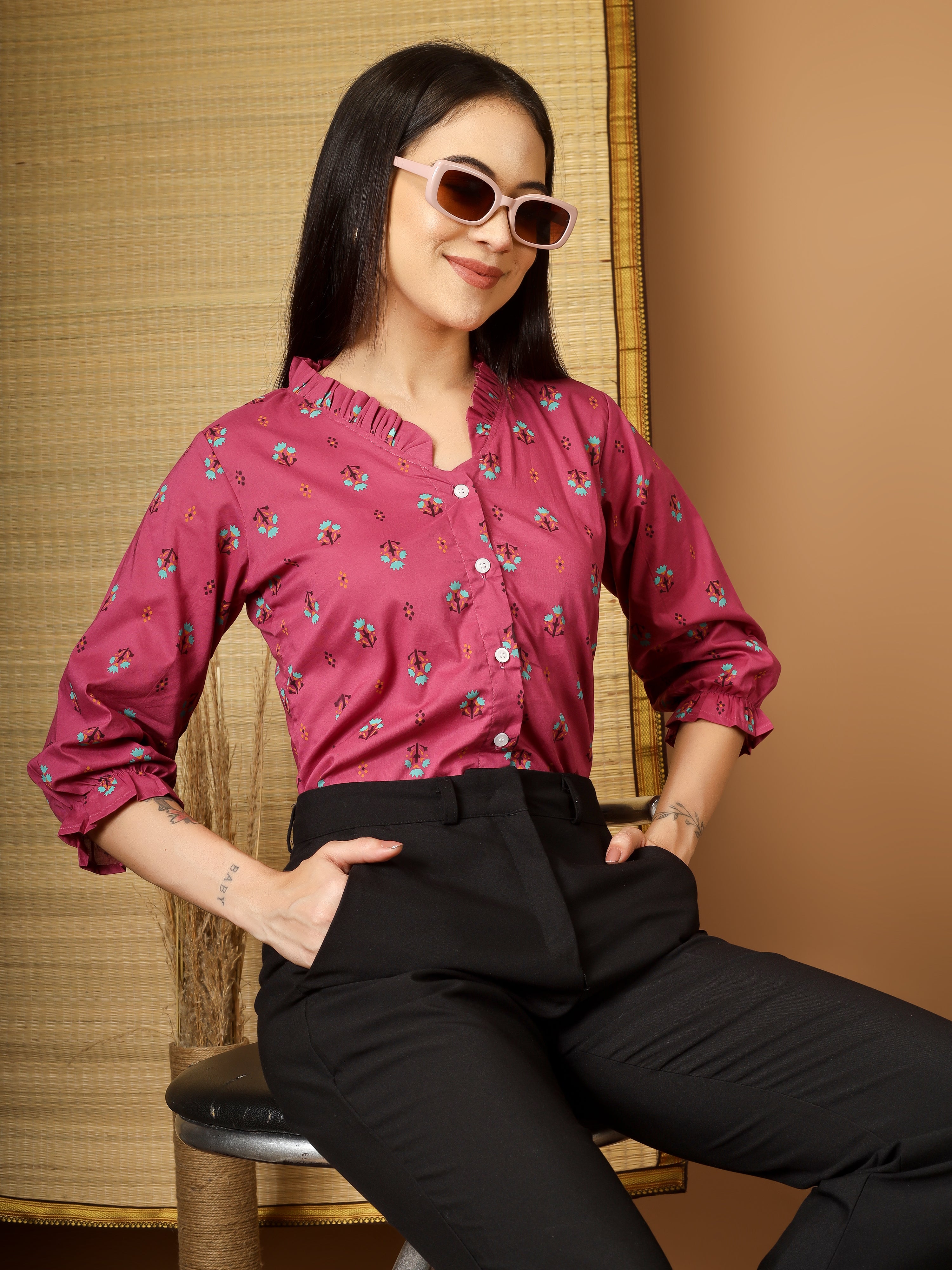Women Floral Printed Casual Tops