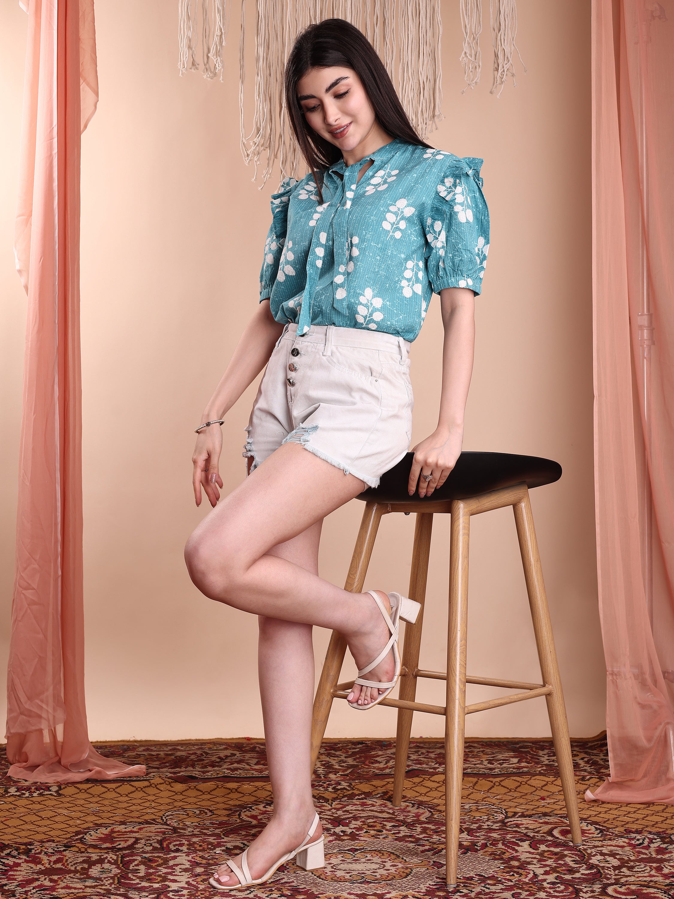 Women Floral Printed Formal Tops