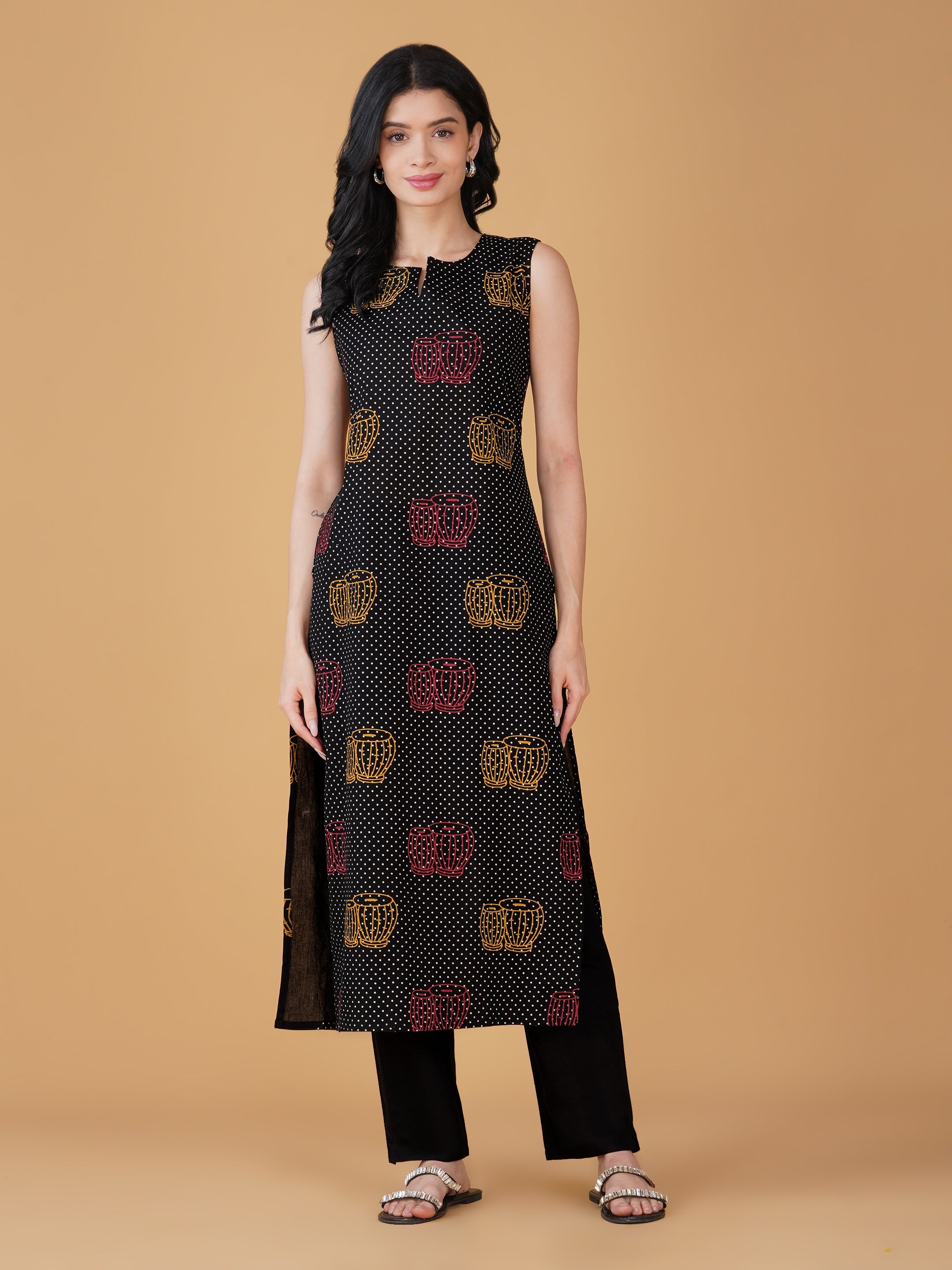 Black Cotton Printed Kurta set