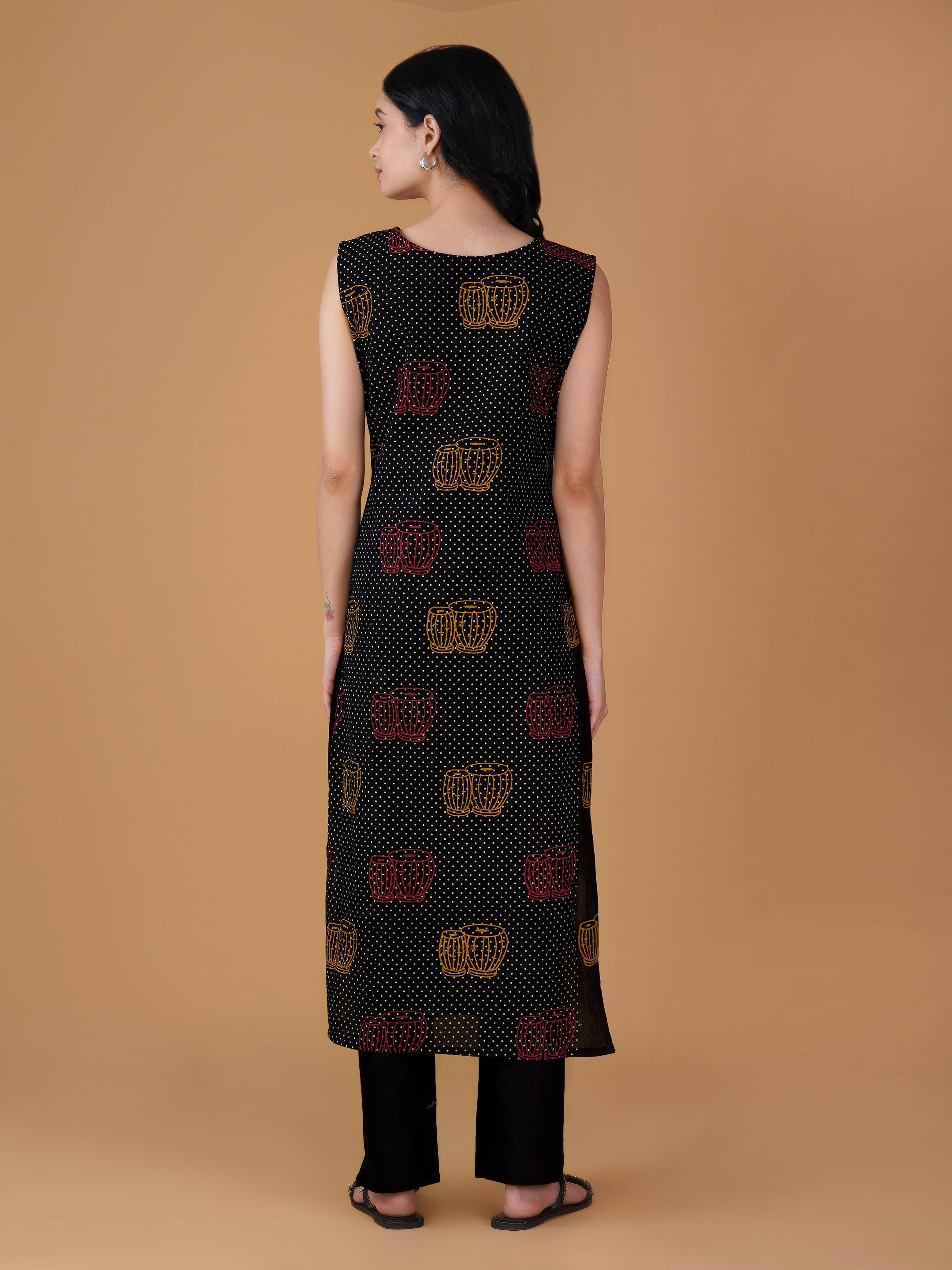Black Cotton Printed Kurta set
