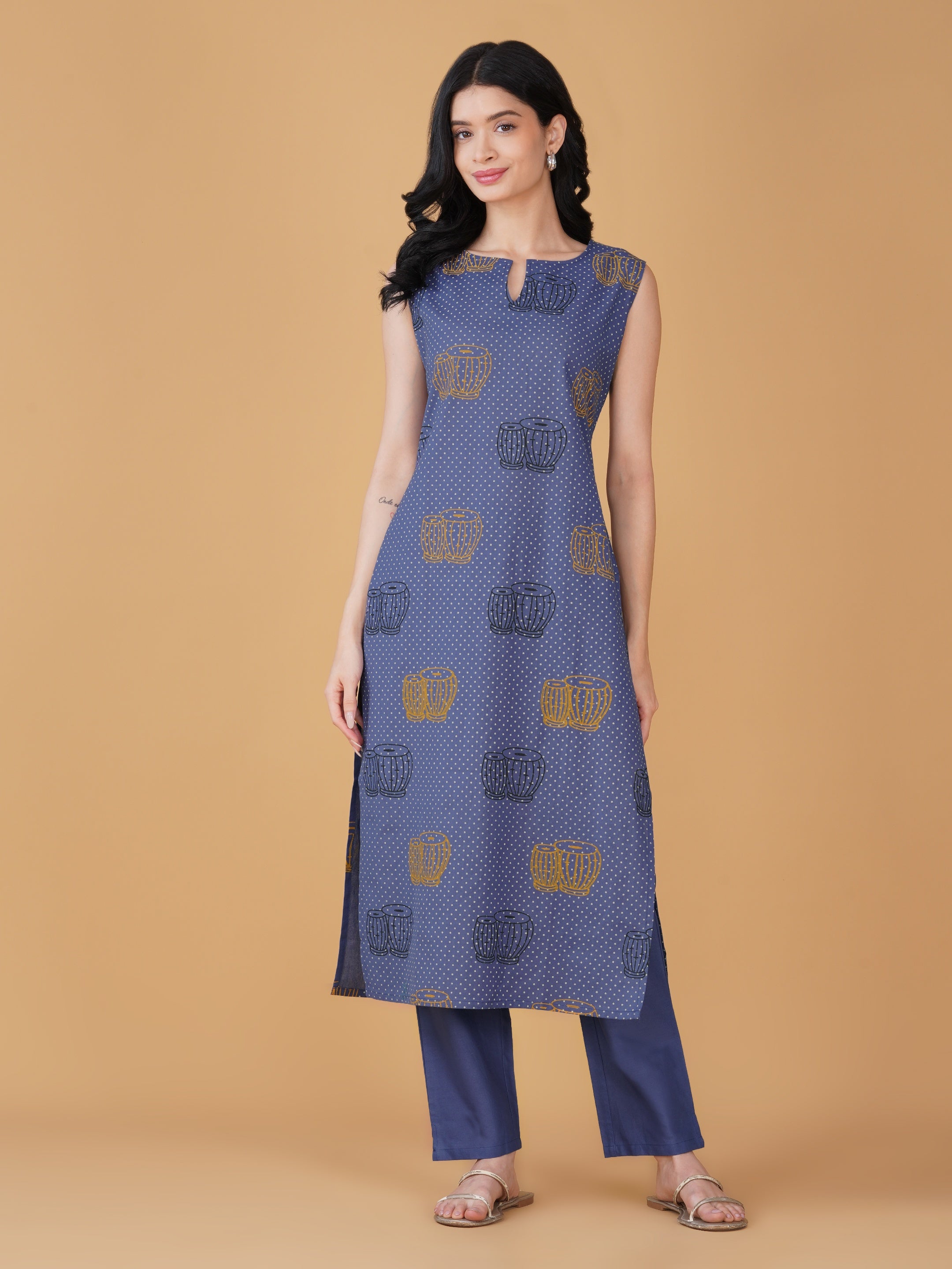 Lavender Cotton Printed Kurta set