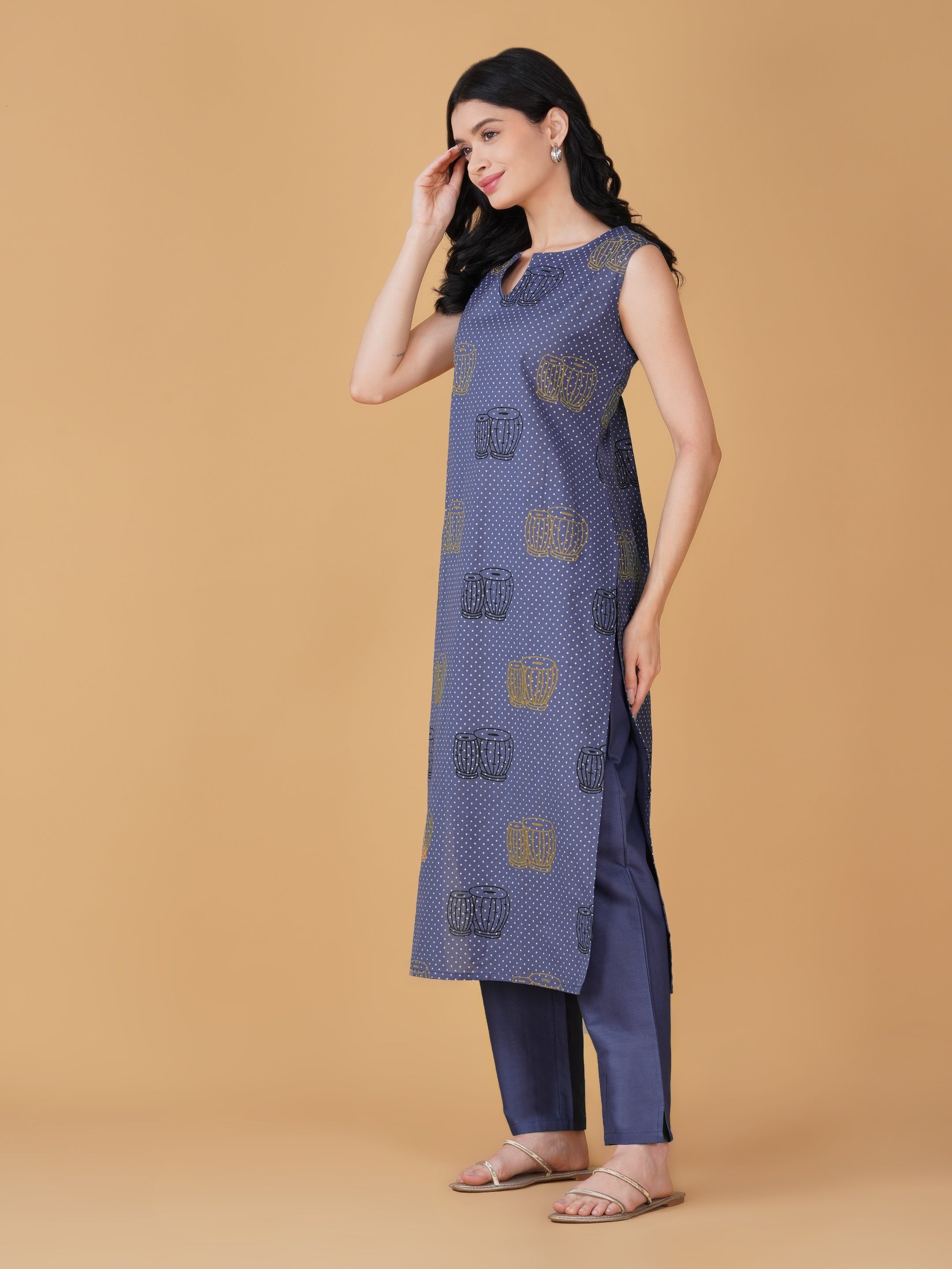 Lavender Cotton Printed Kurta set