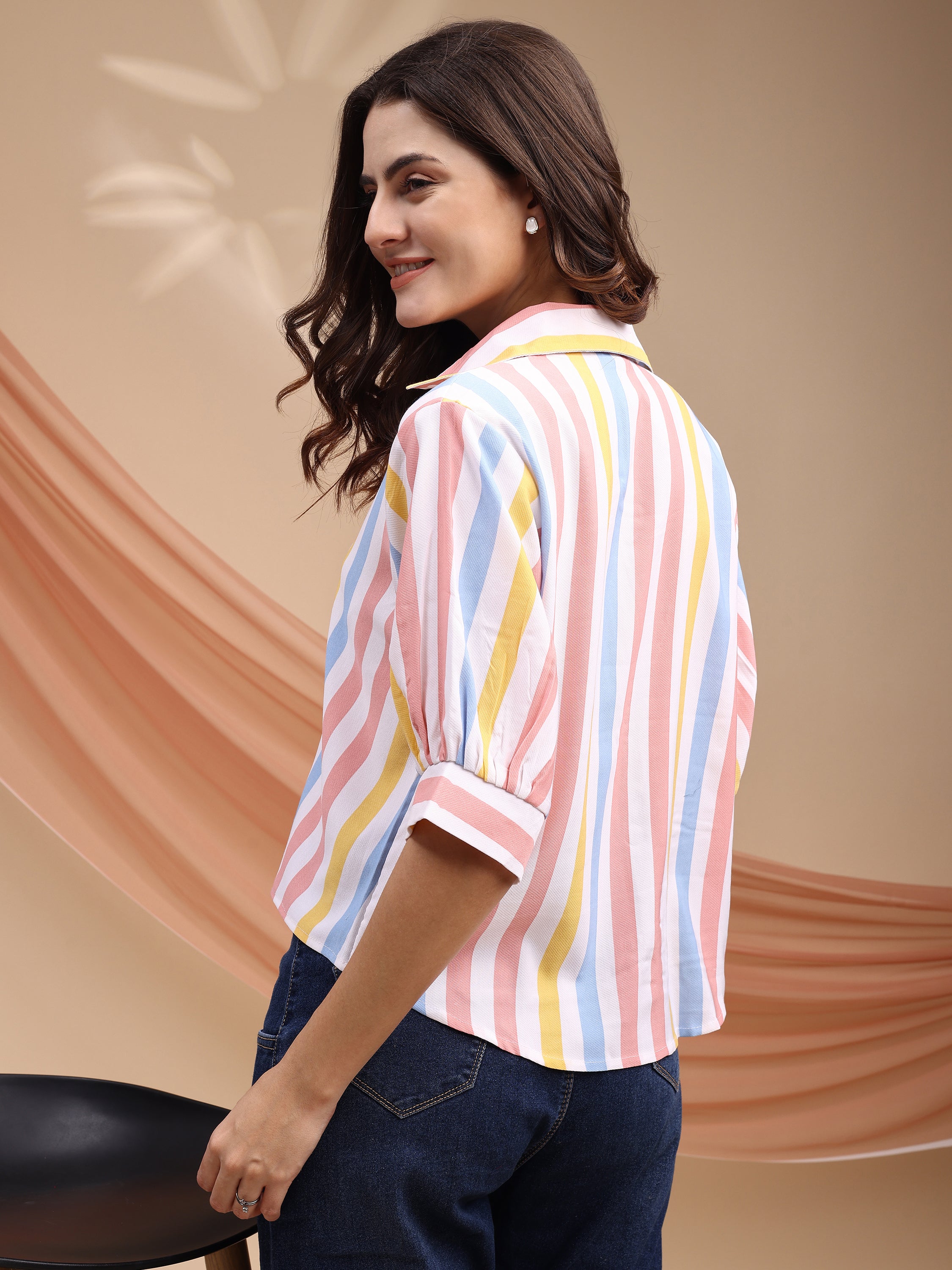 Women Striped Shirt Style Top
