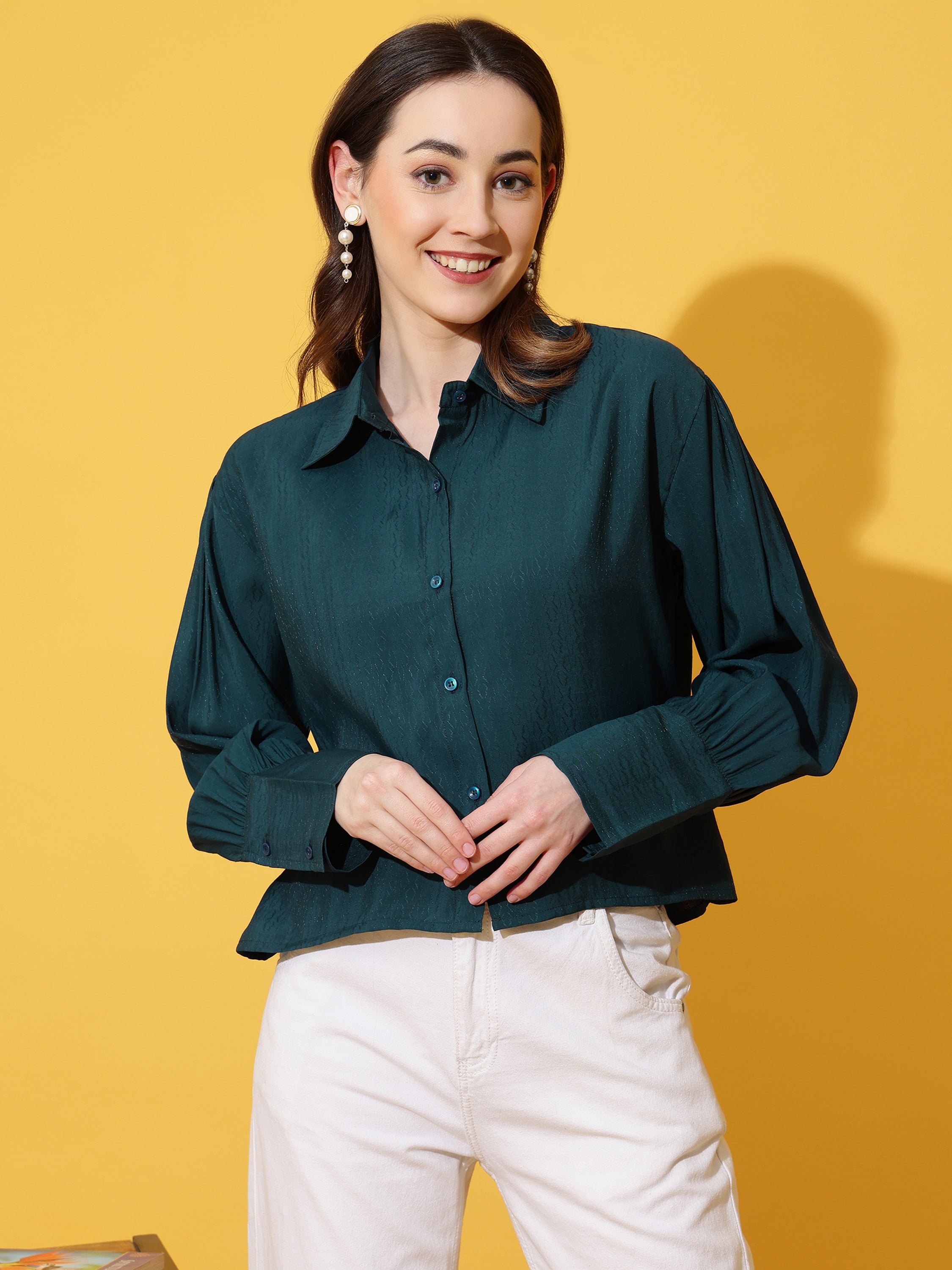 Kinjo Women Solid Formal Shirts