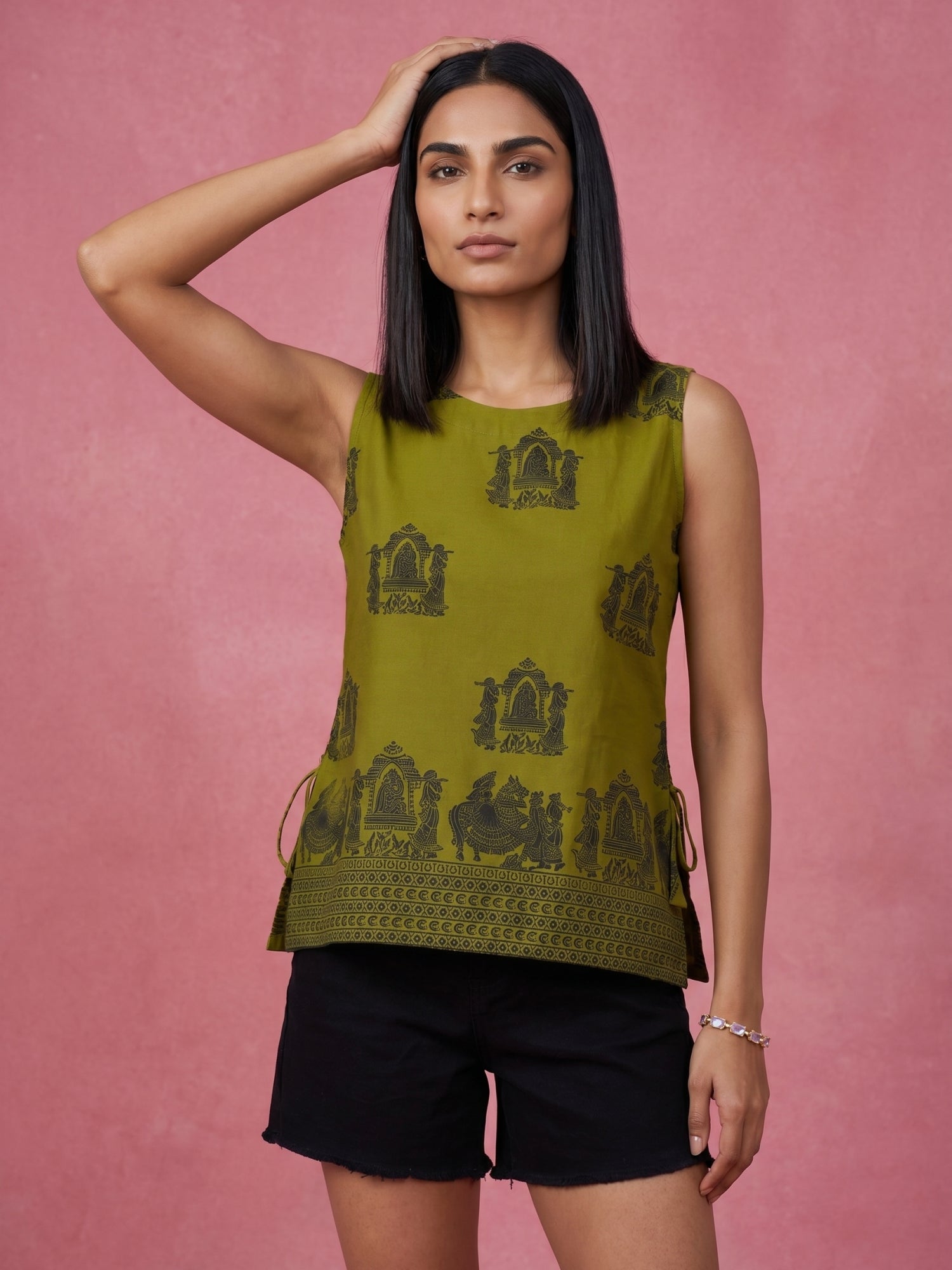 Ethnic Printed Pure Cotton Casual Top
