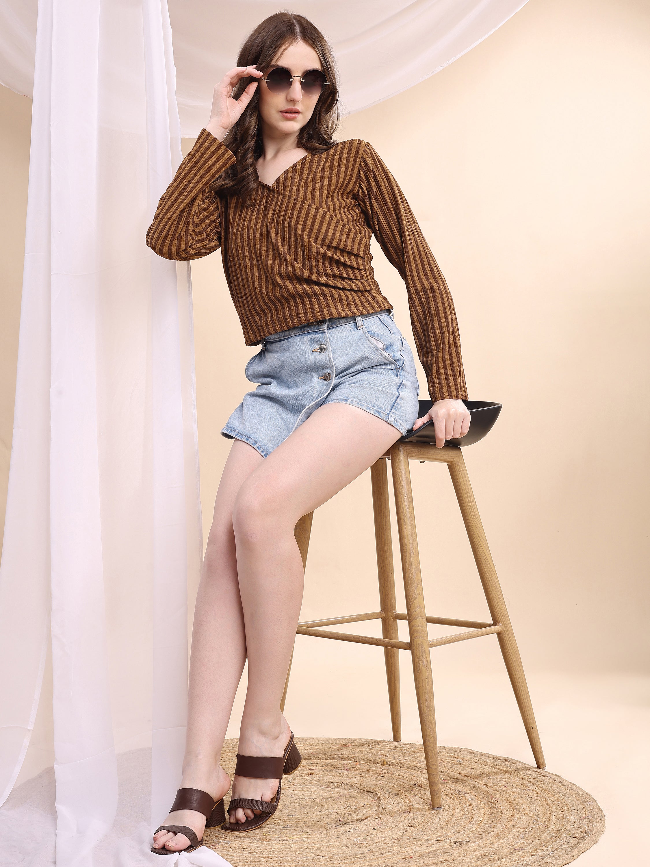 Women Striped Formal Tops