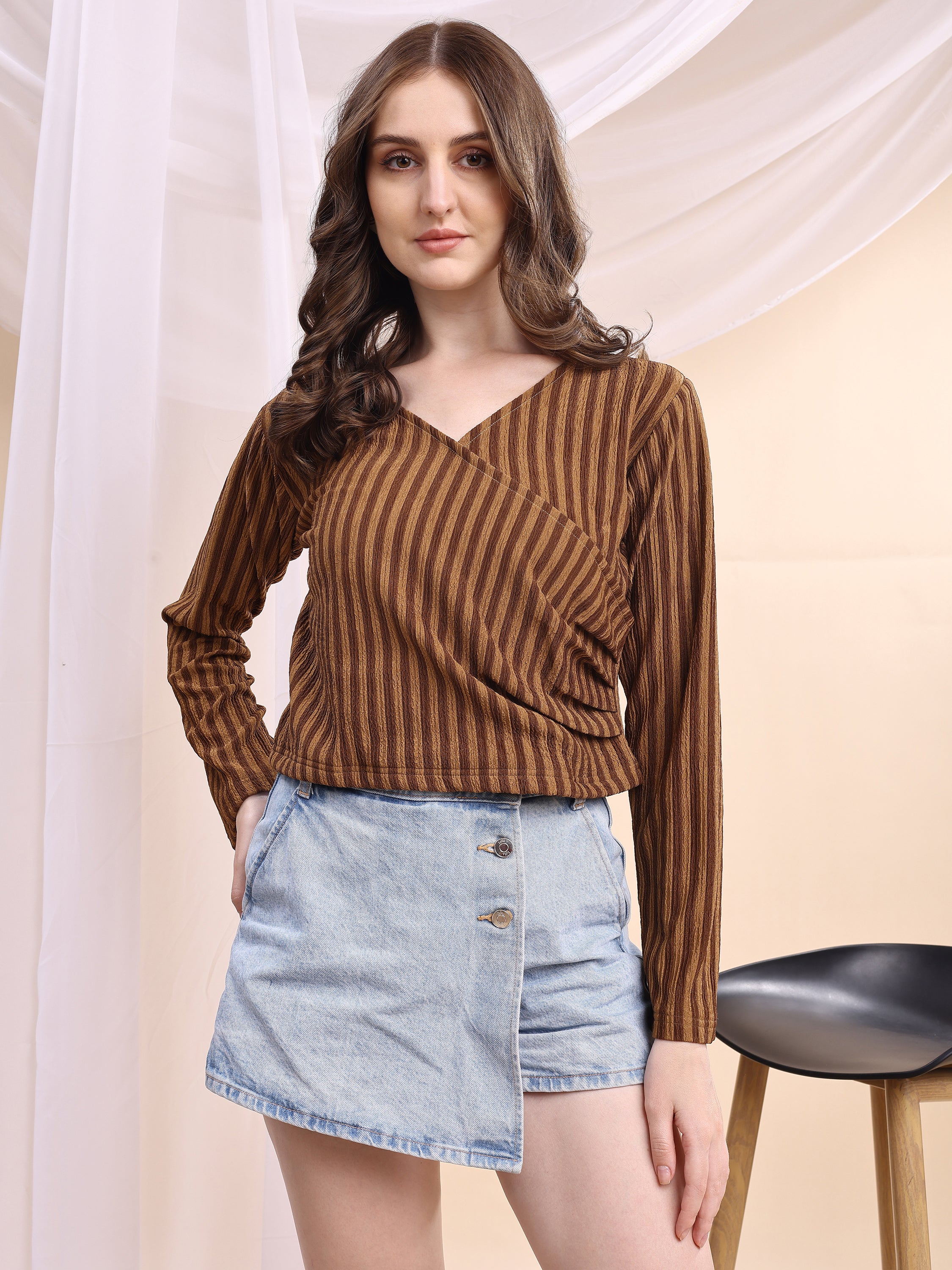 Women Striped Formal Tops