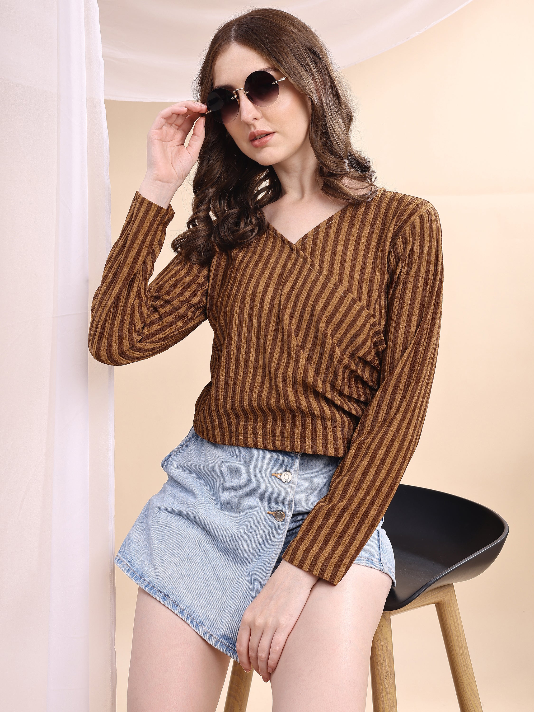 Women Striped Formal Tops