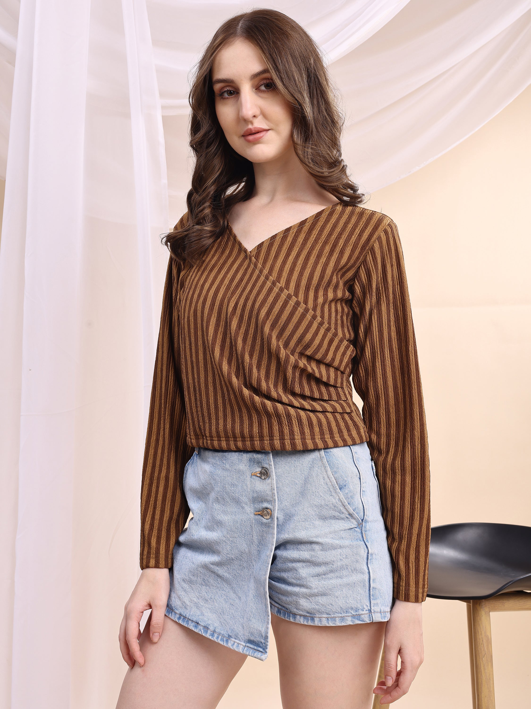 Women Striped Formal Tops