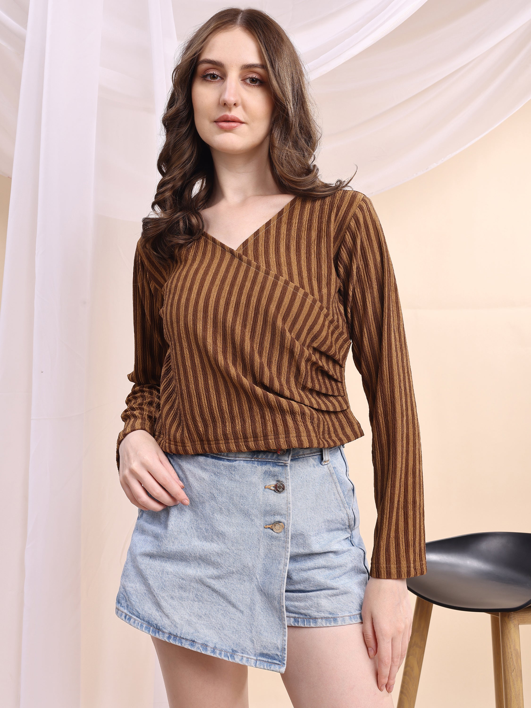 Women Striped Formal Tops