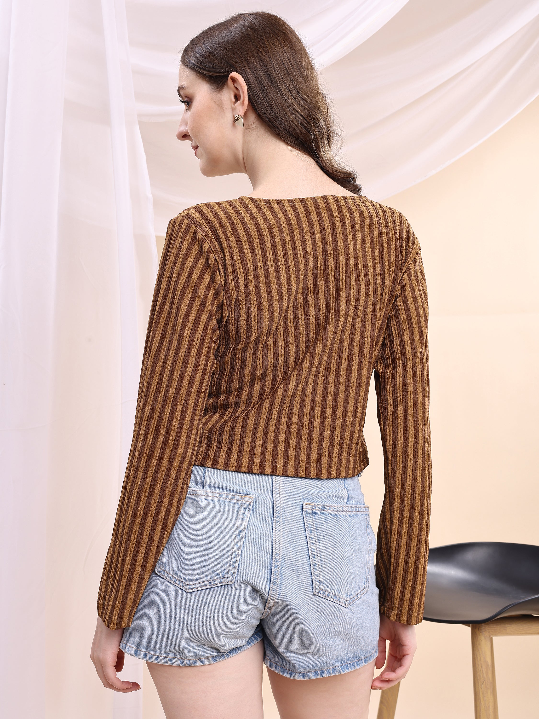 Women Striped Formal Tops