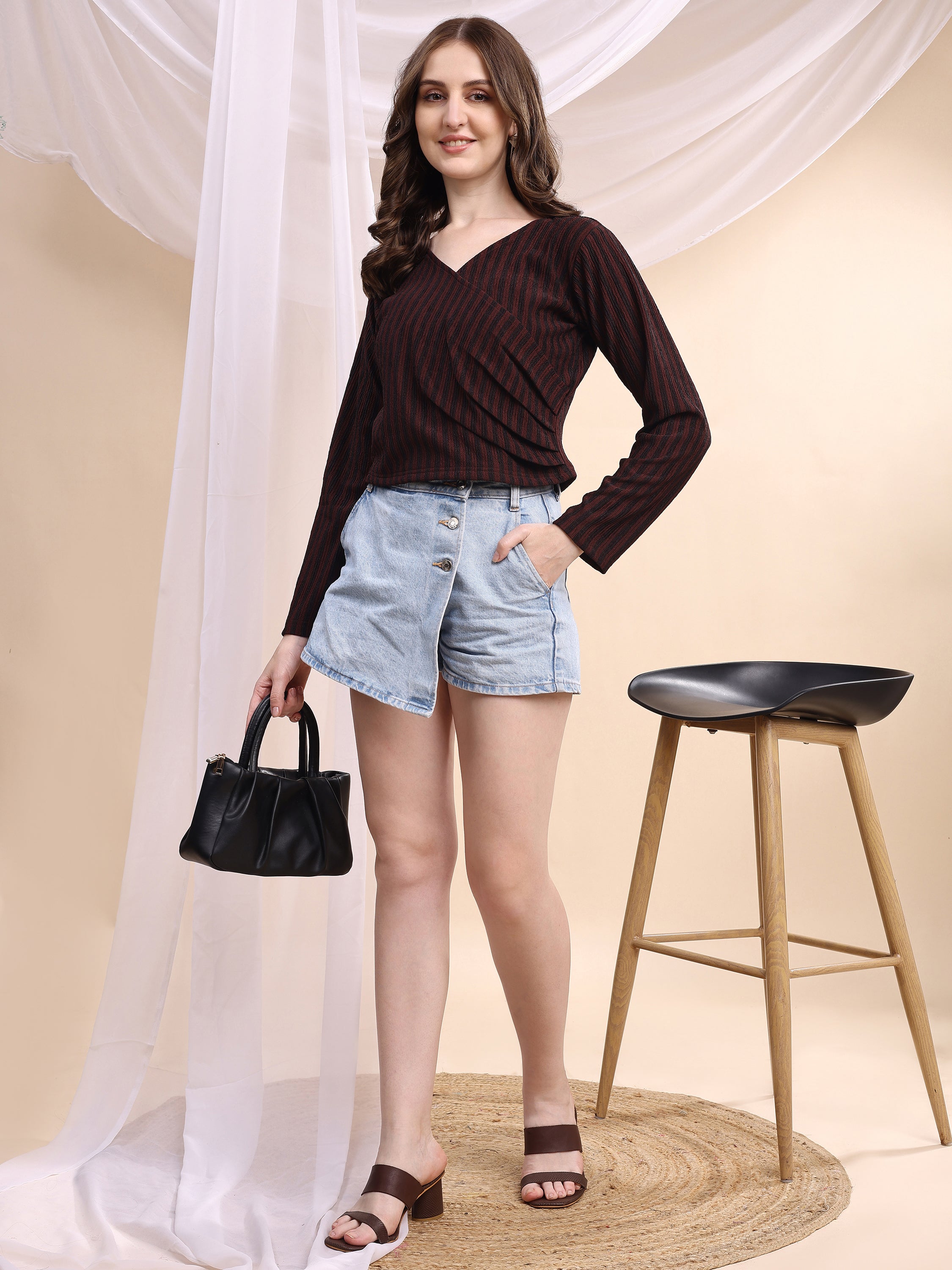 Women Striped Formal Tops