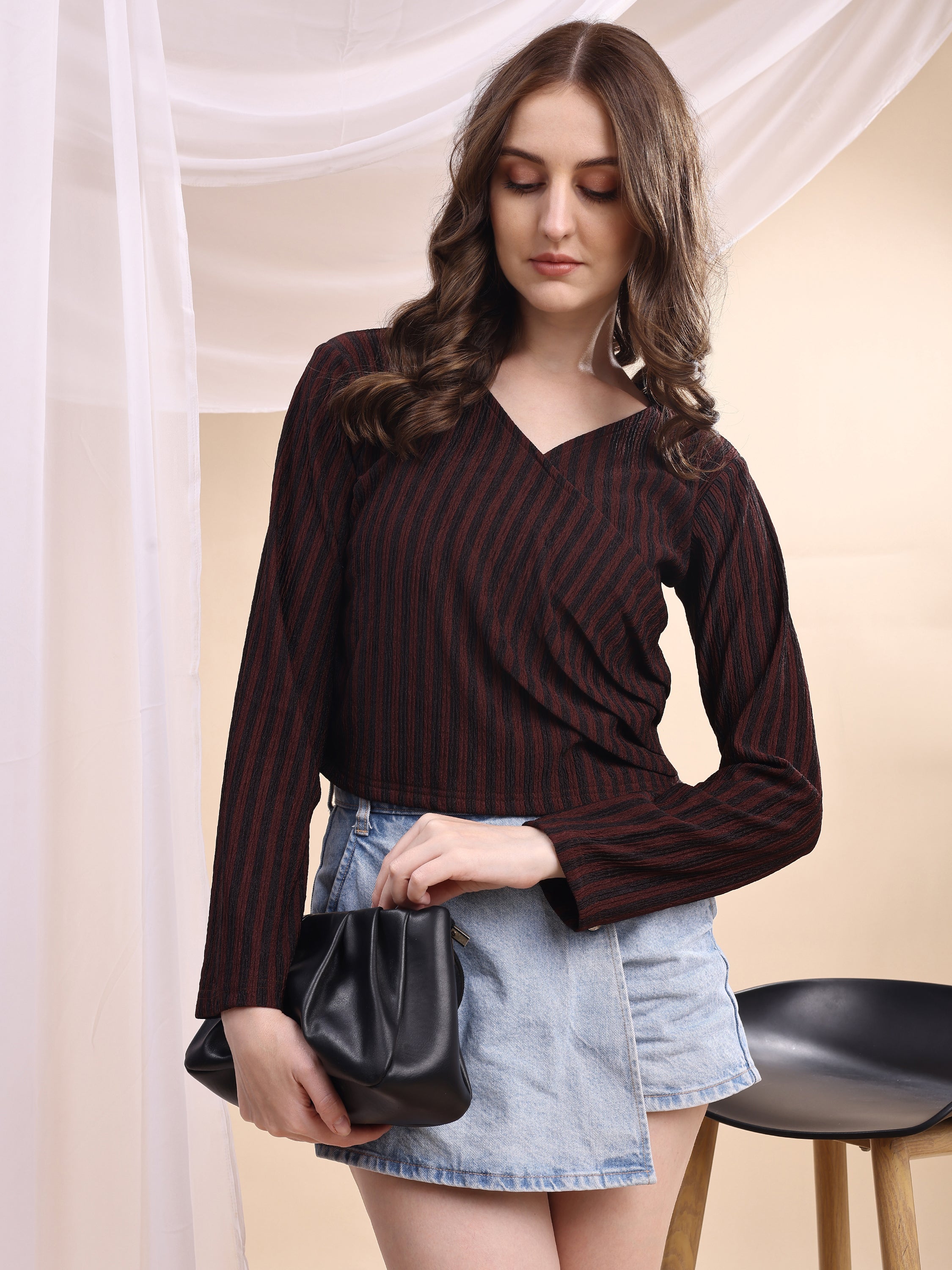 Women Striped Formal Tops
