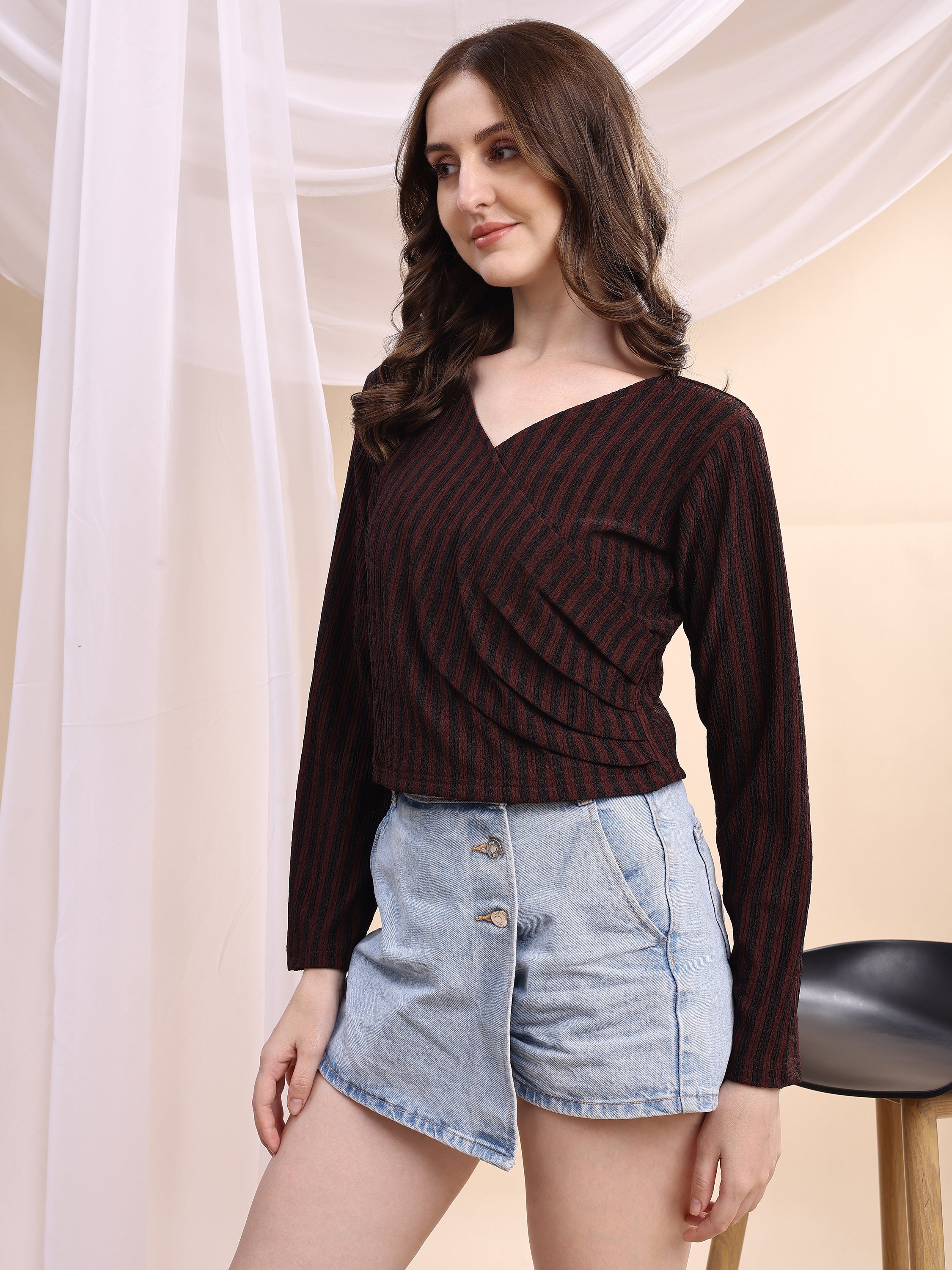 Women Striped Formal Tops