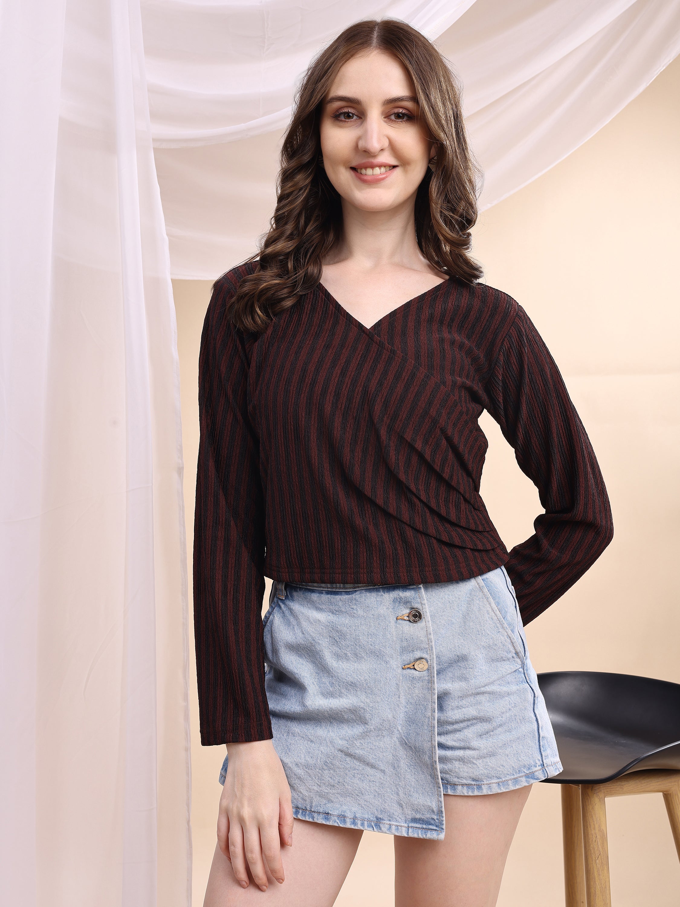Women Striped Formal Tops
