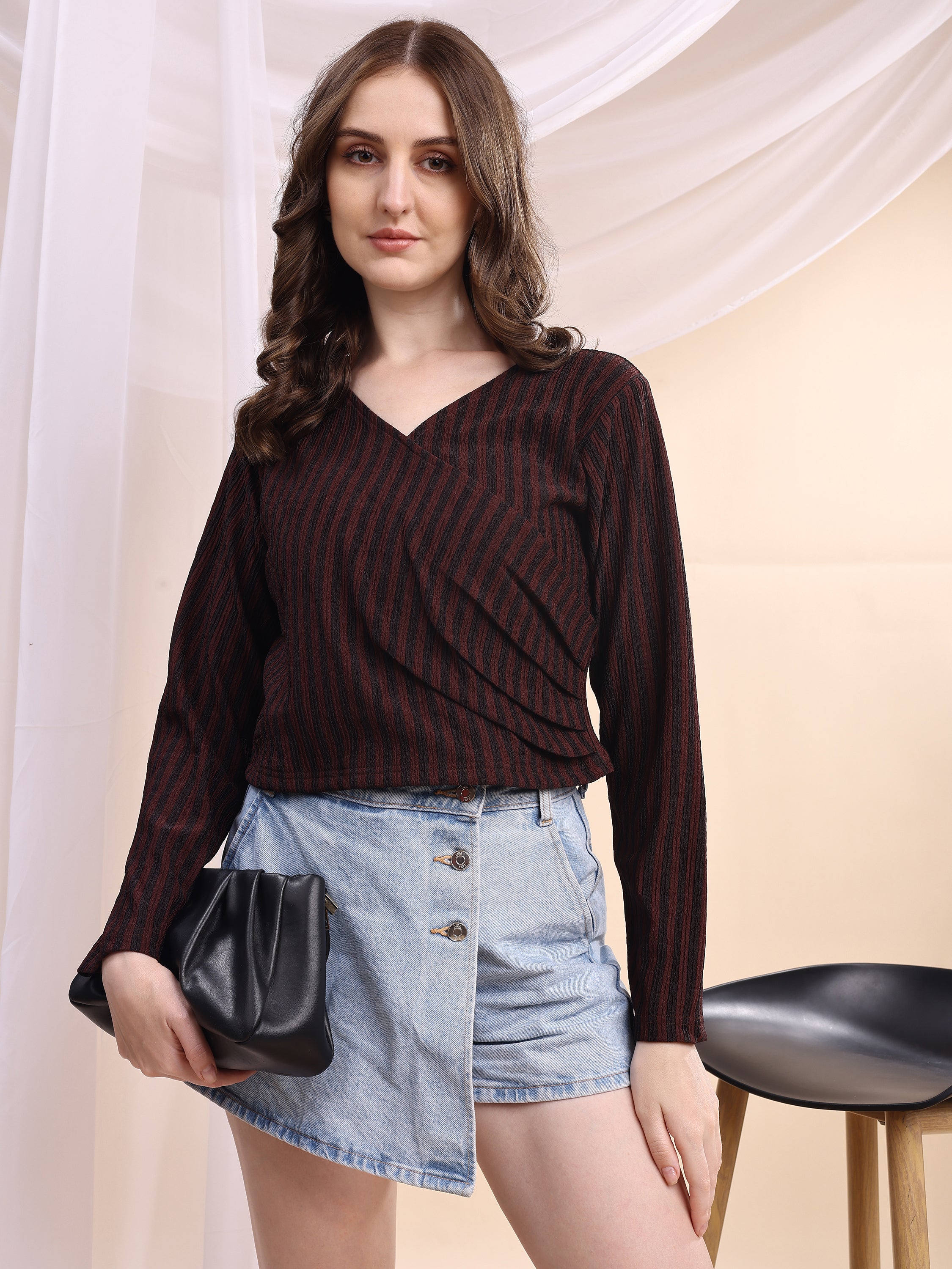 Women Striped Formal Tops