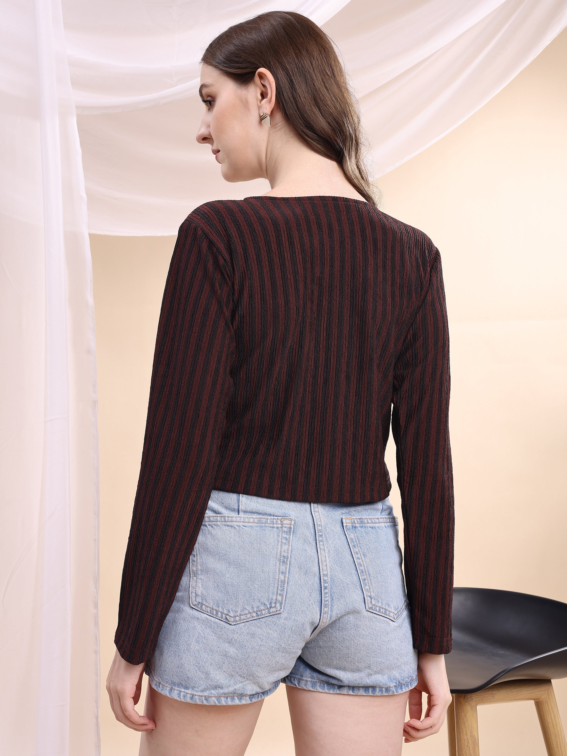 Women Striped Formal Tops