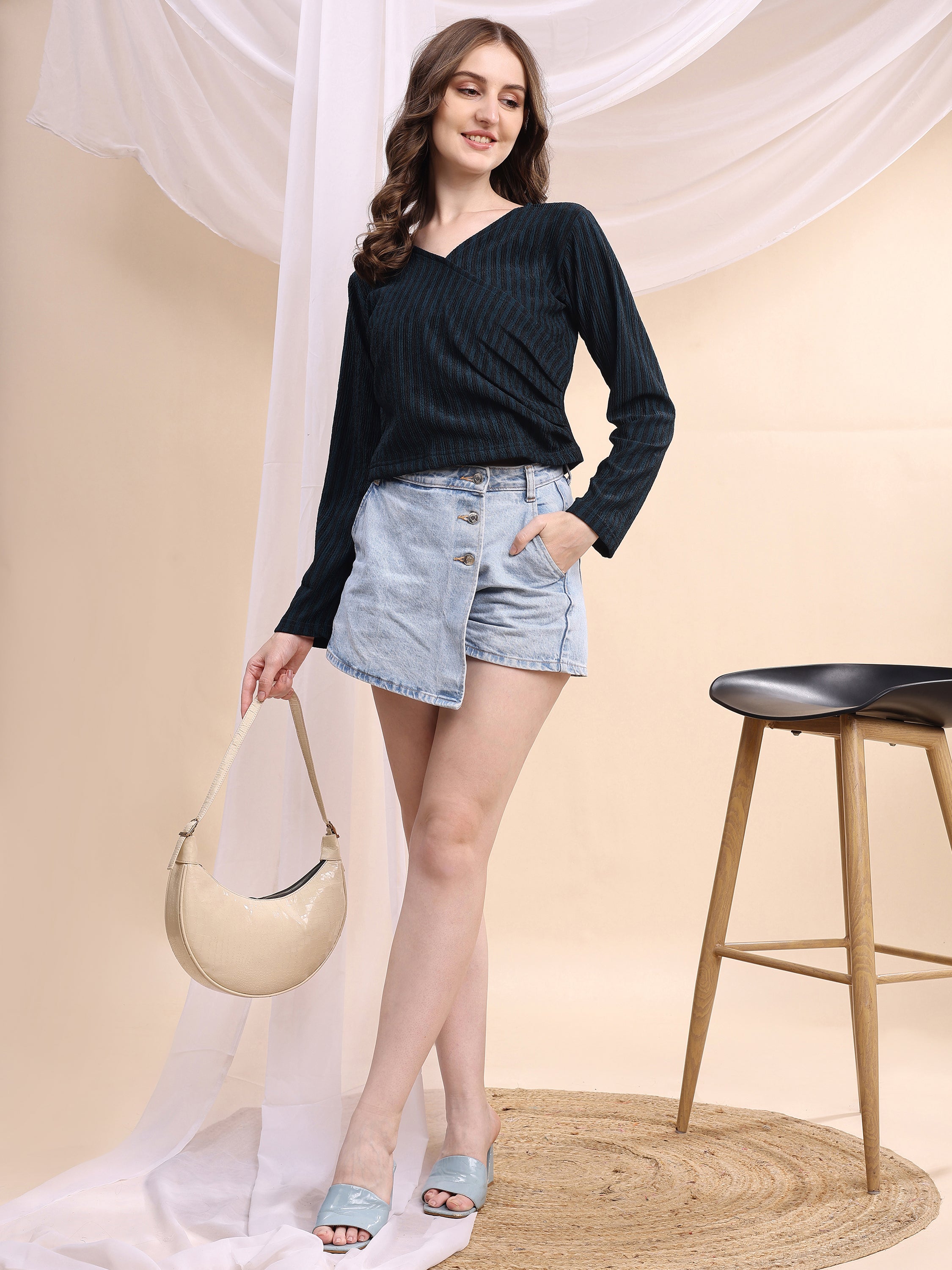 Women Striped Formal Tops