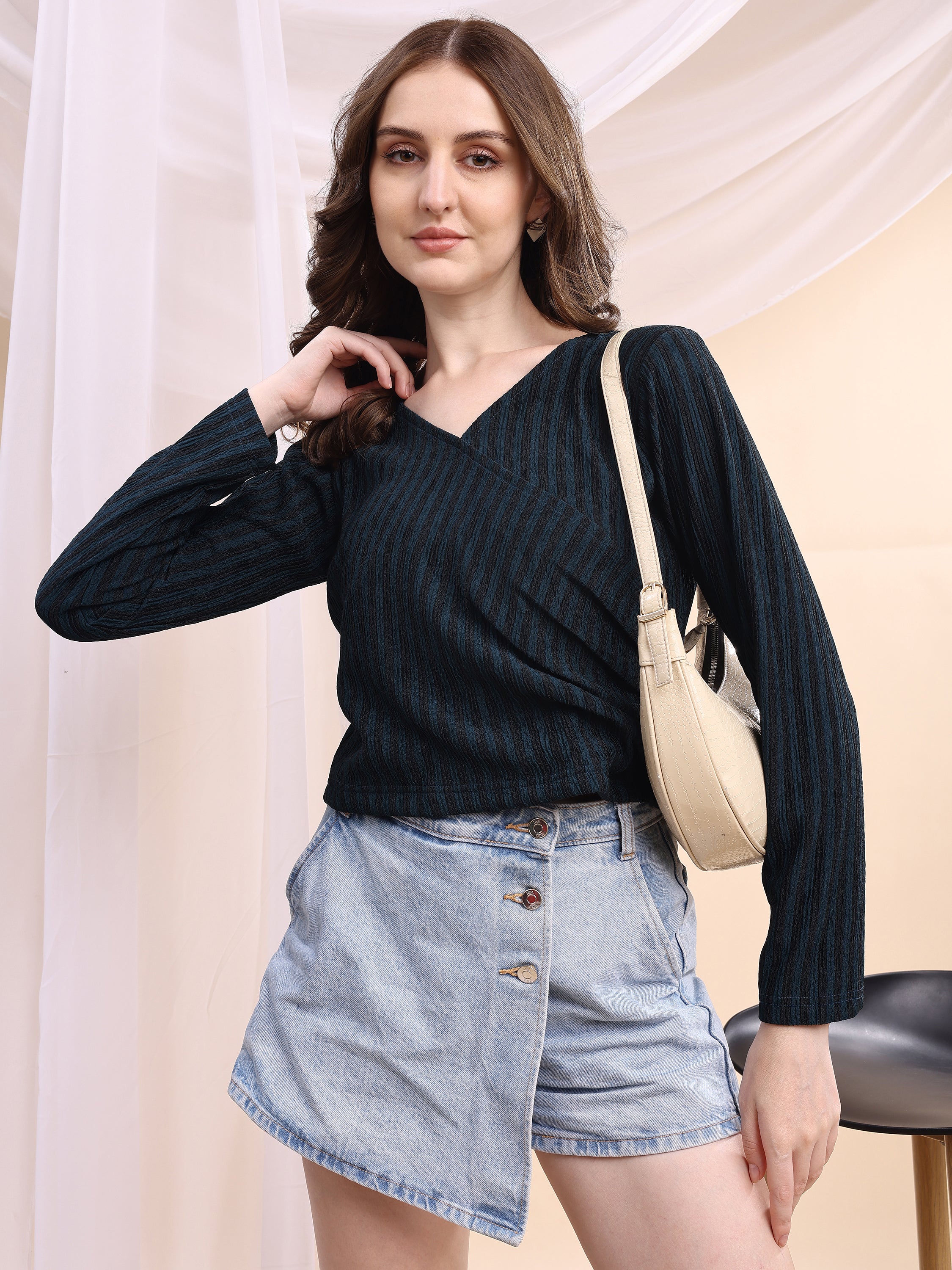 Women Striped Formal Tops