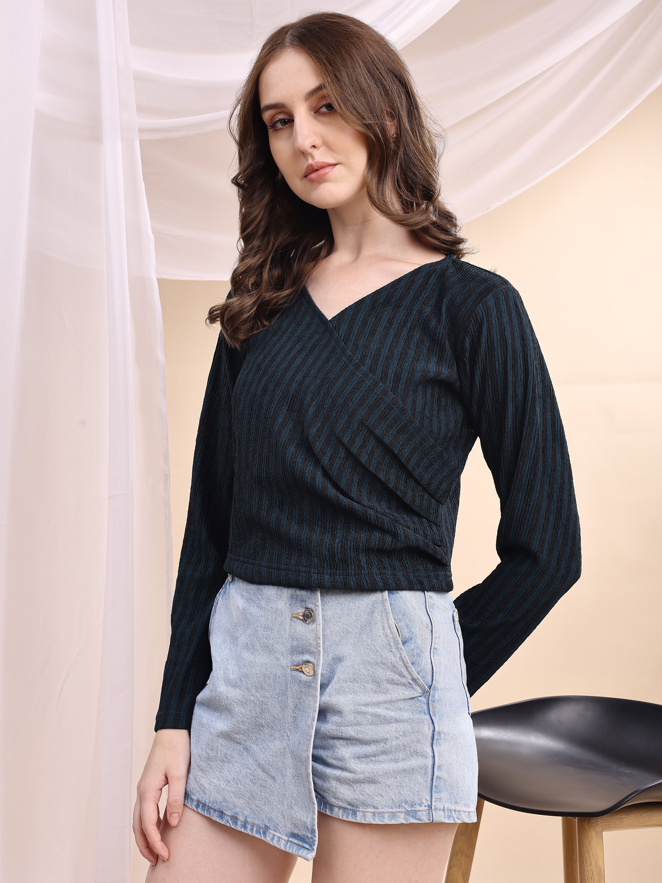 Women Striped Formal Tops