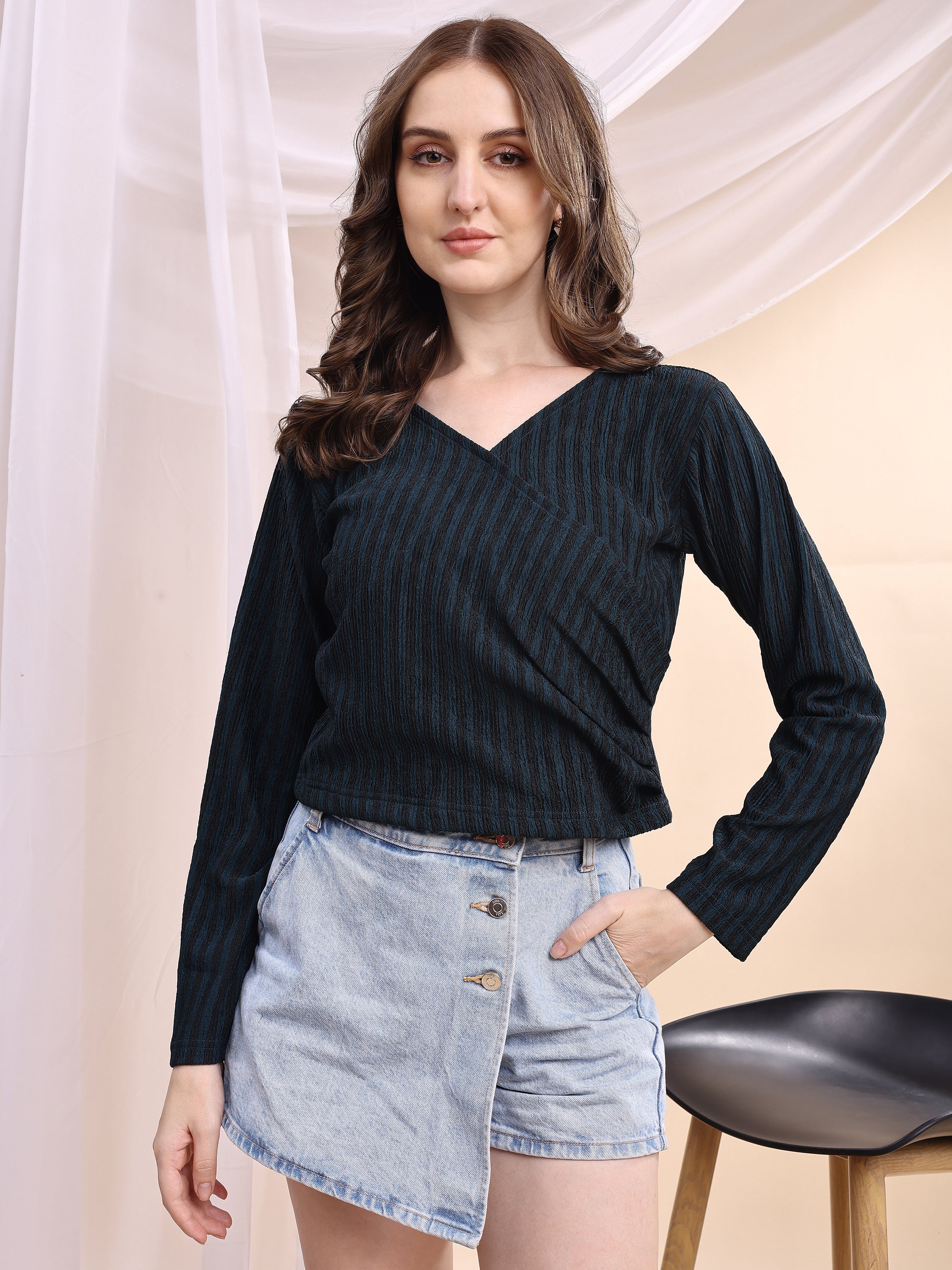 Women Striped Formal Tops