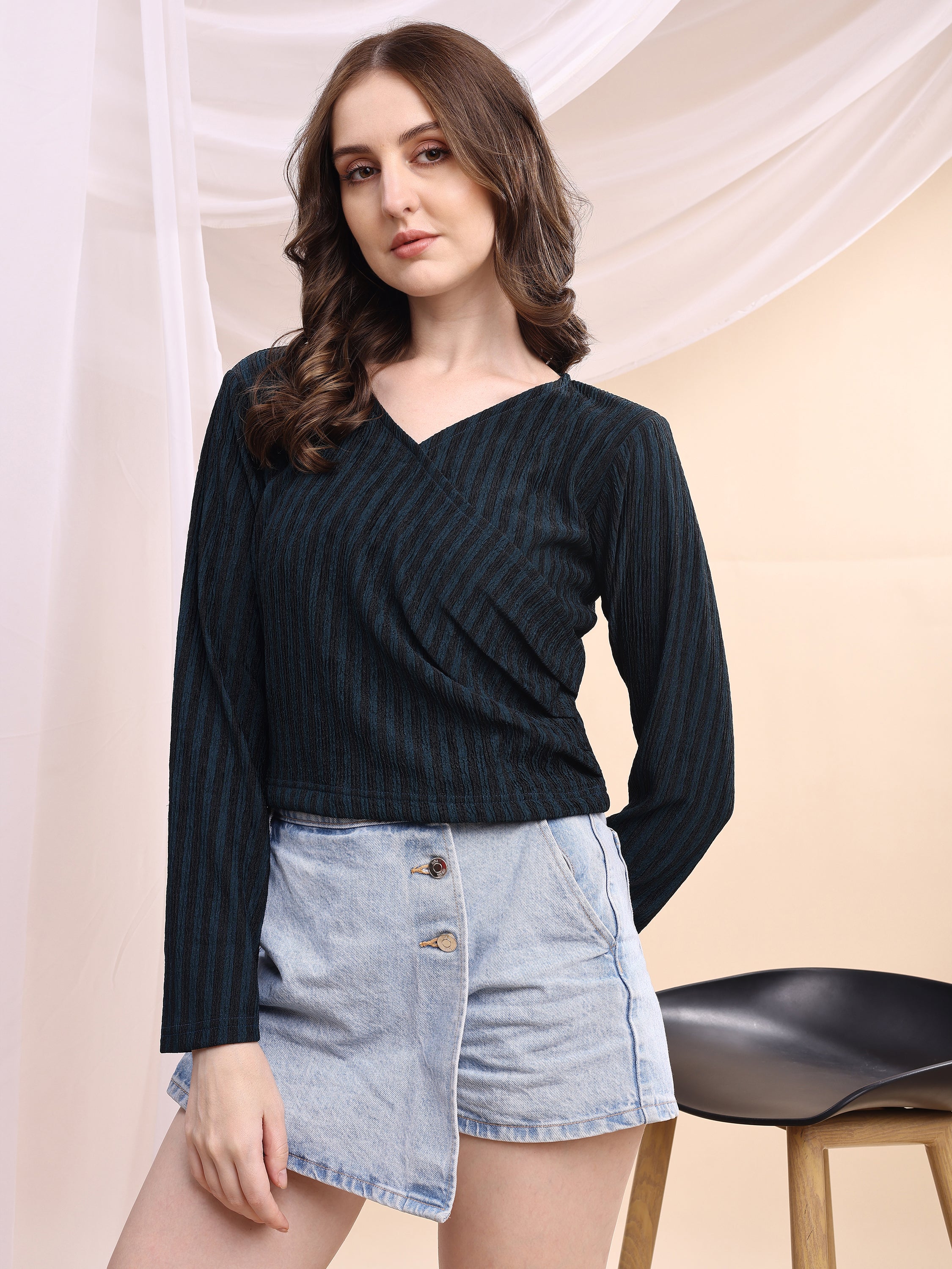 Women Striped Formal Tops