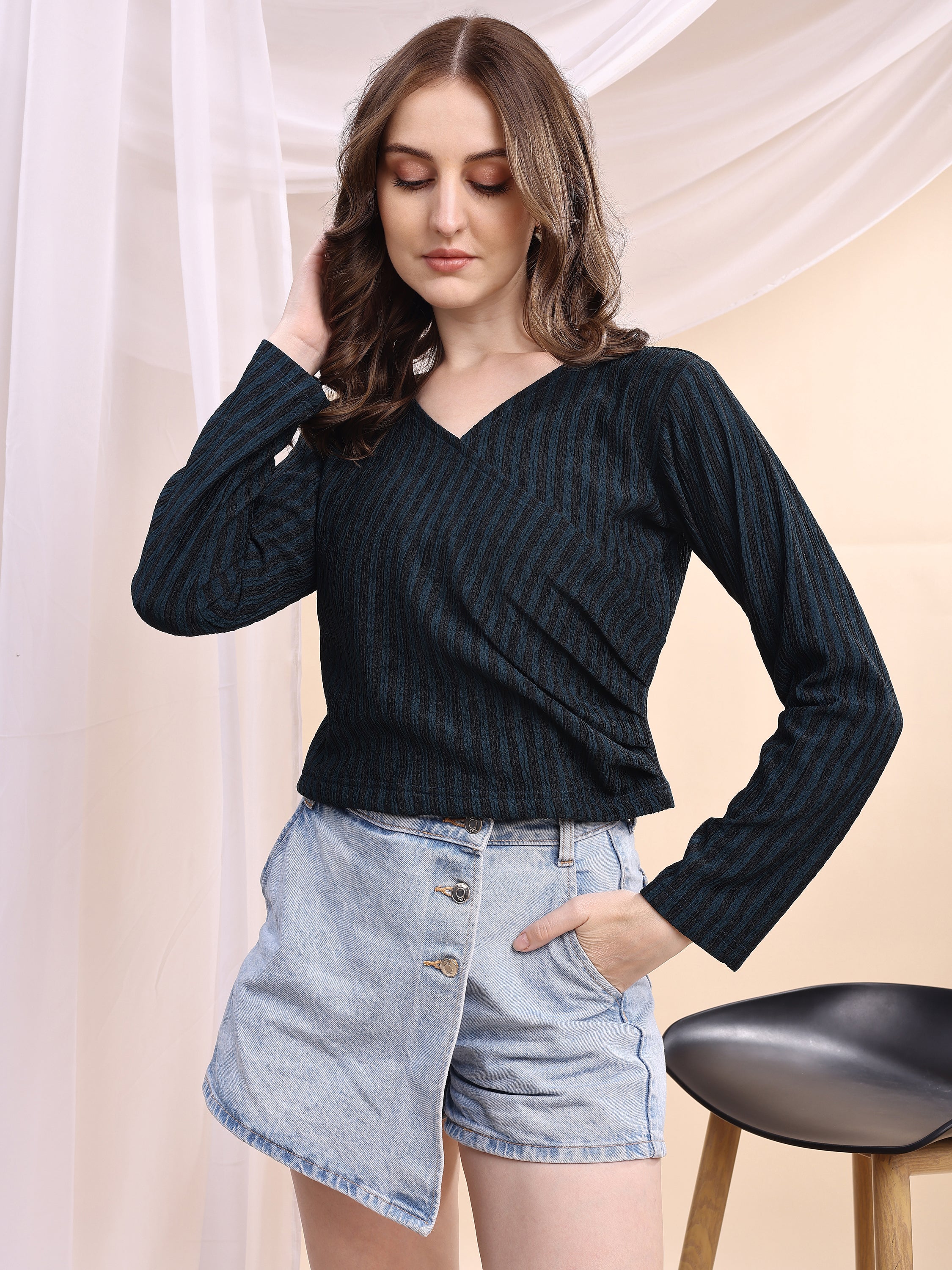 Women Striped Formal Tops