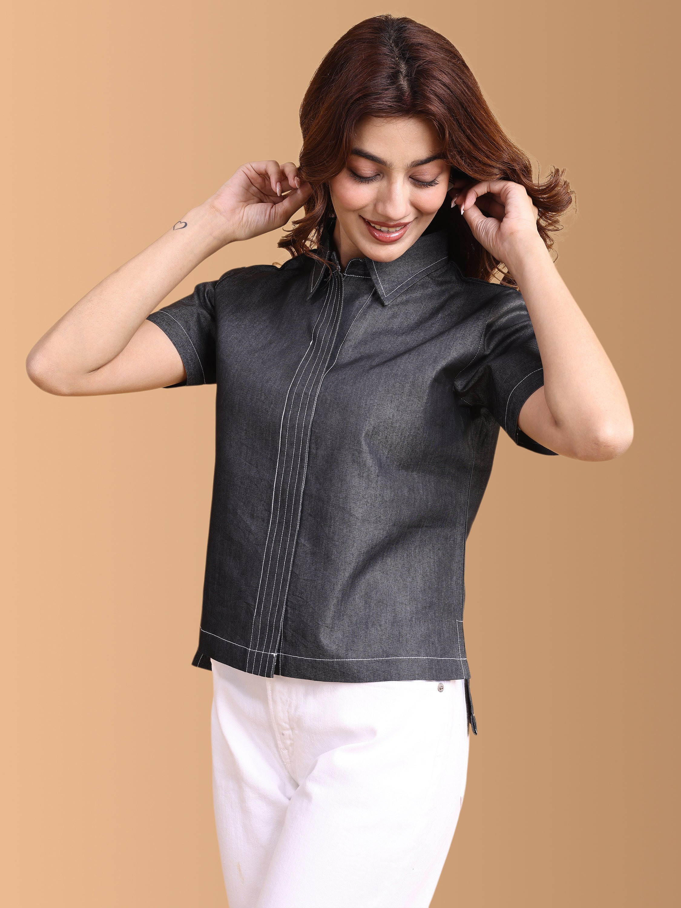 Women Denim Shirt Style Top