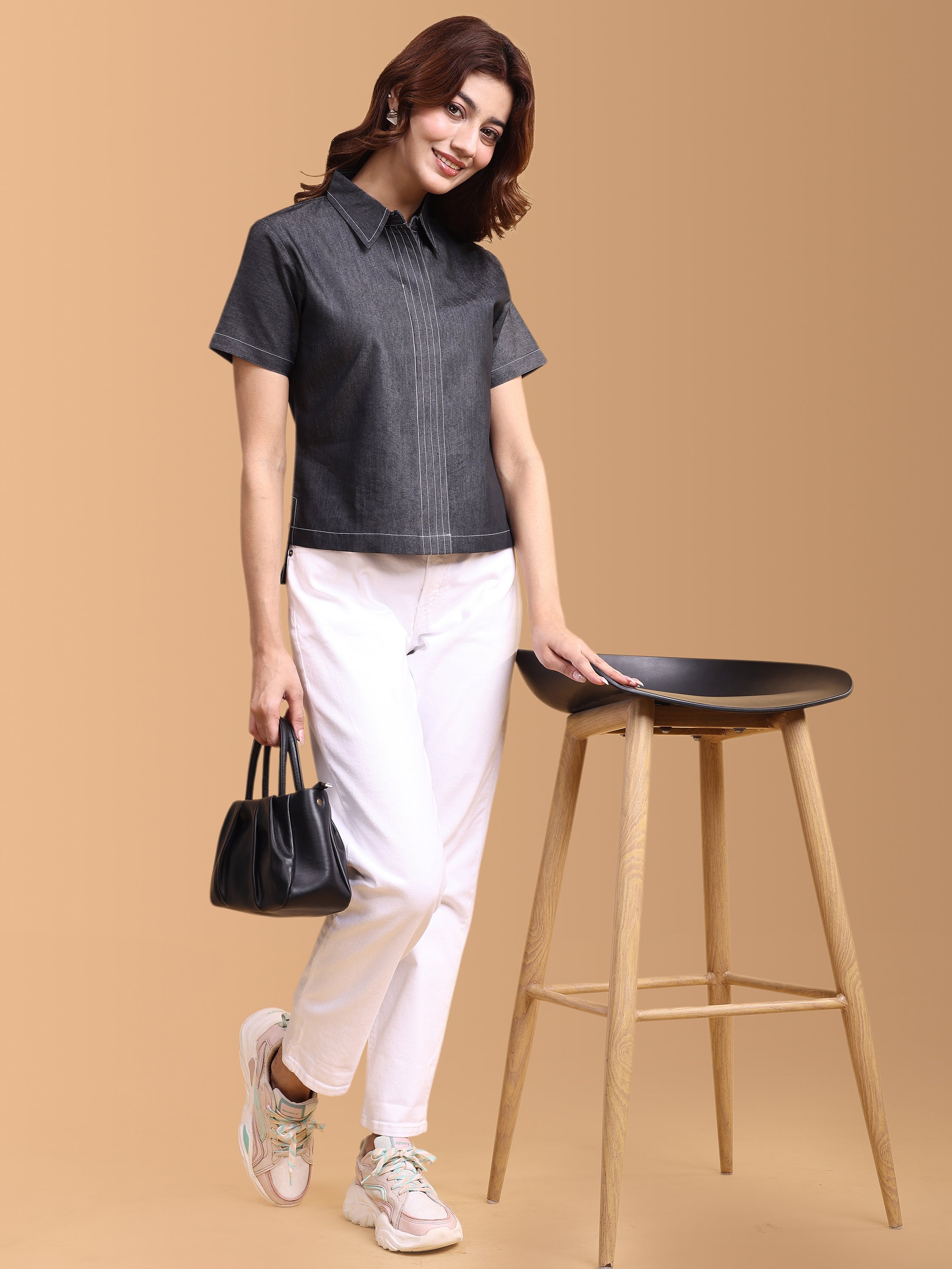 Women Denim Shirt Style Top