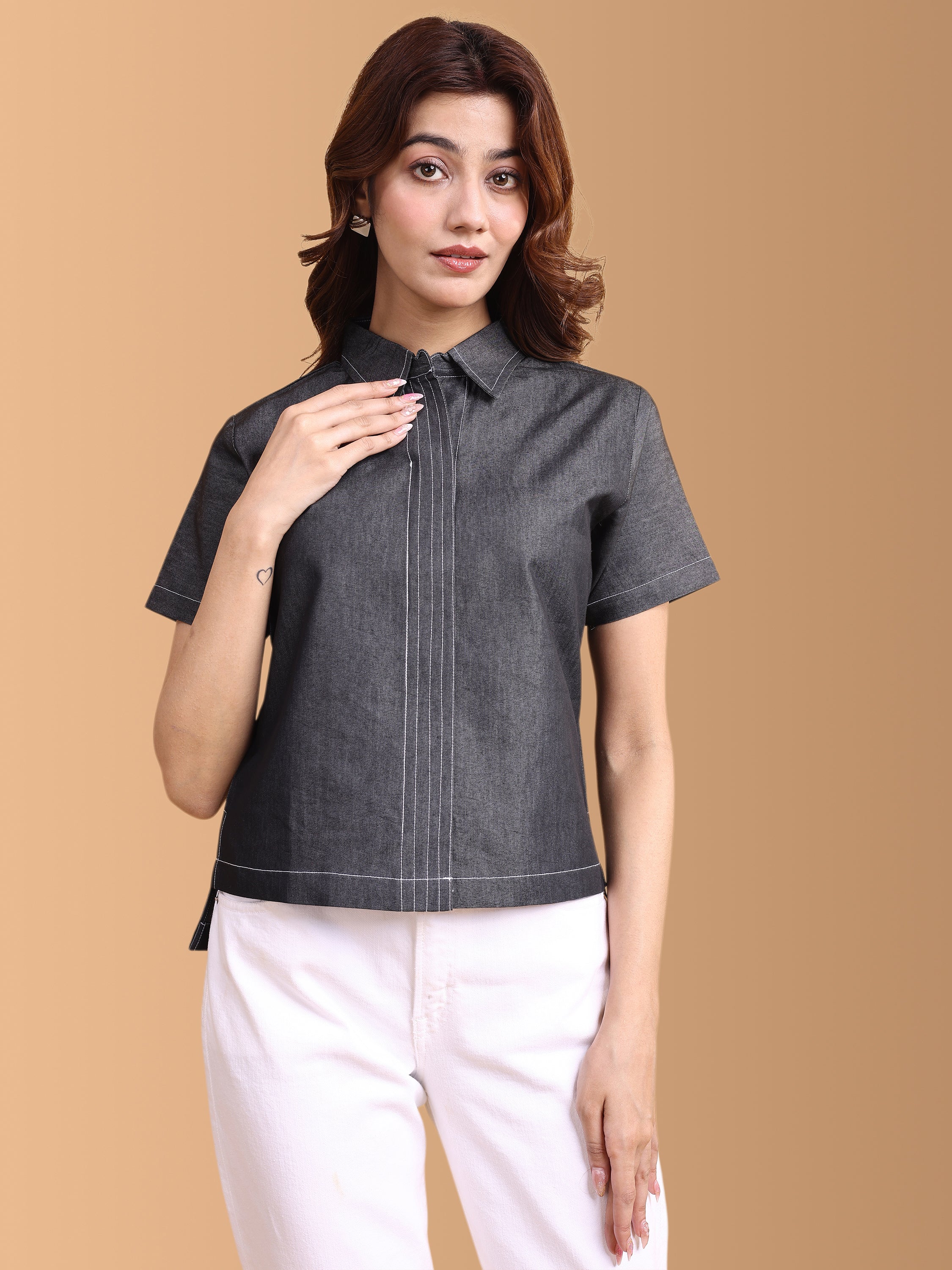 Women Denim Shirt Style Top