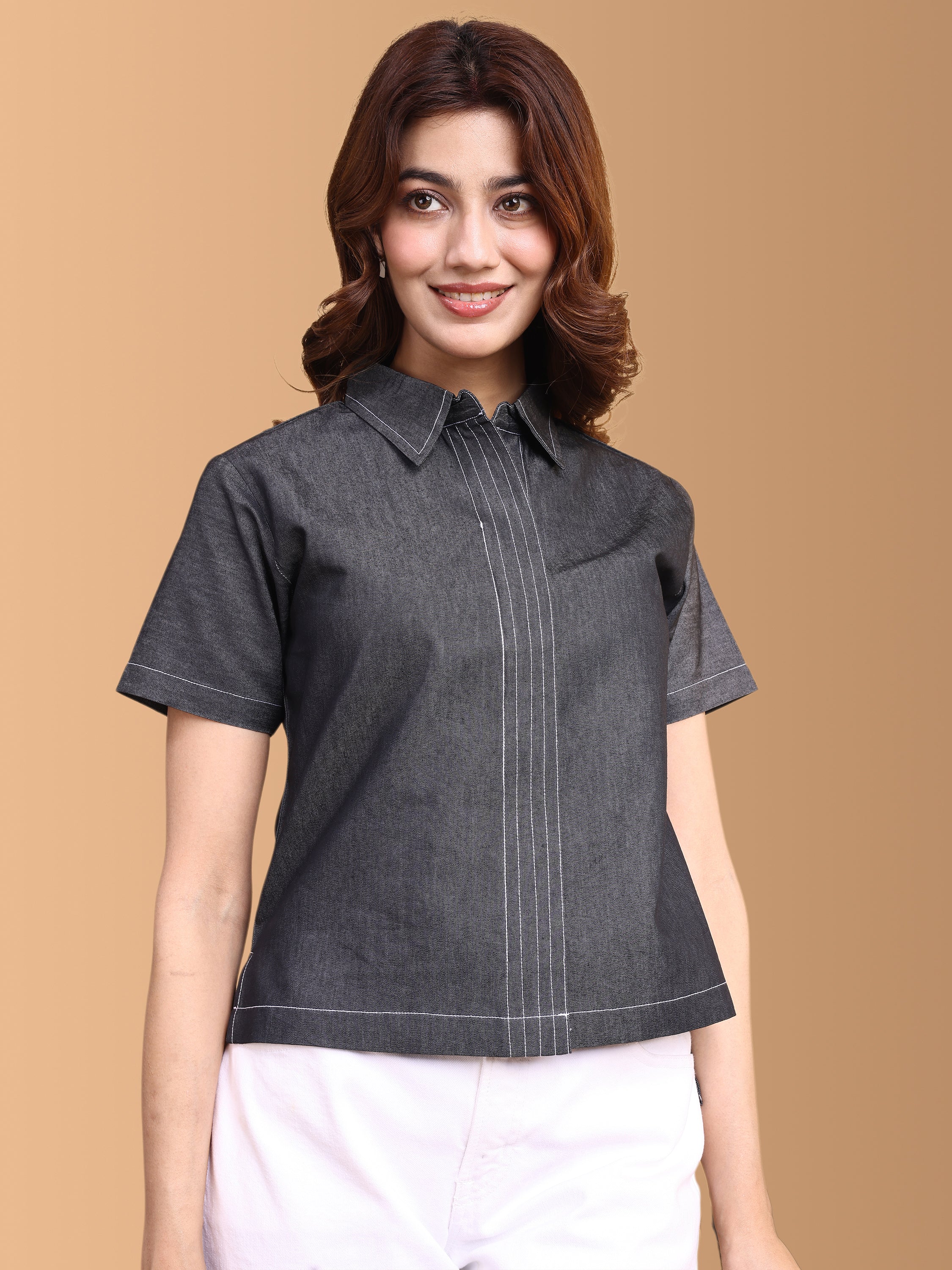 Women Denim Shirt Style Top