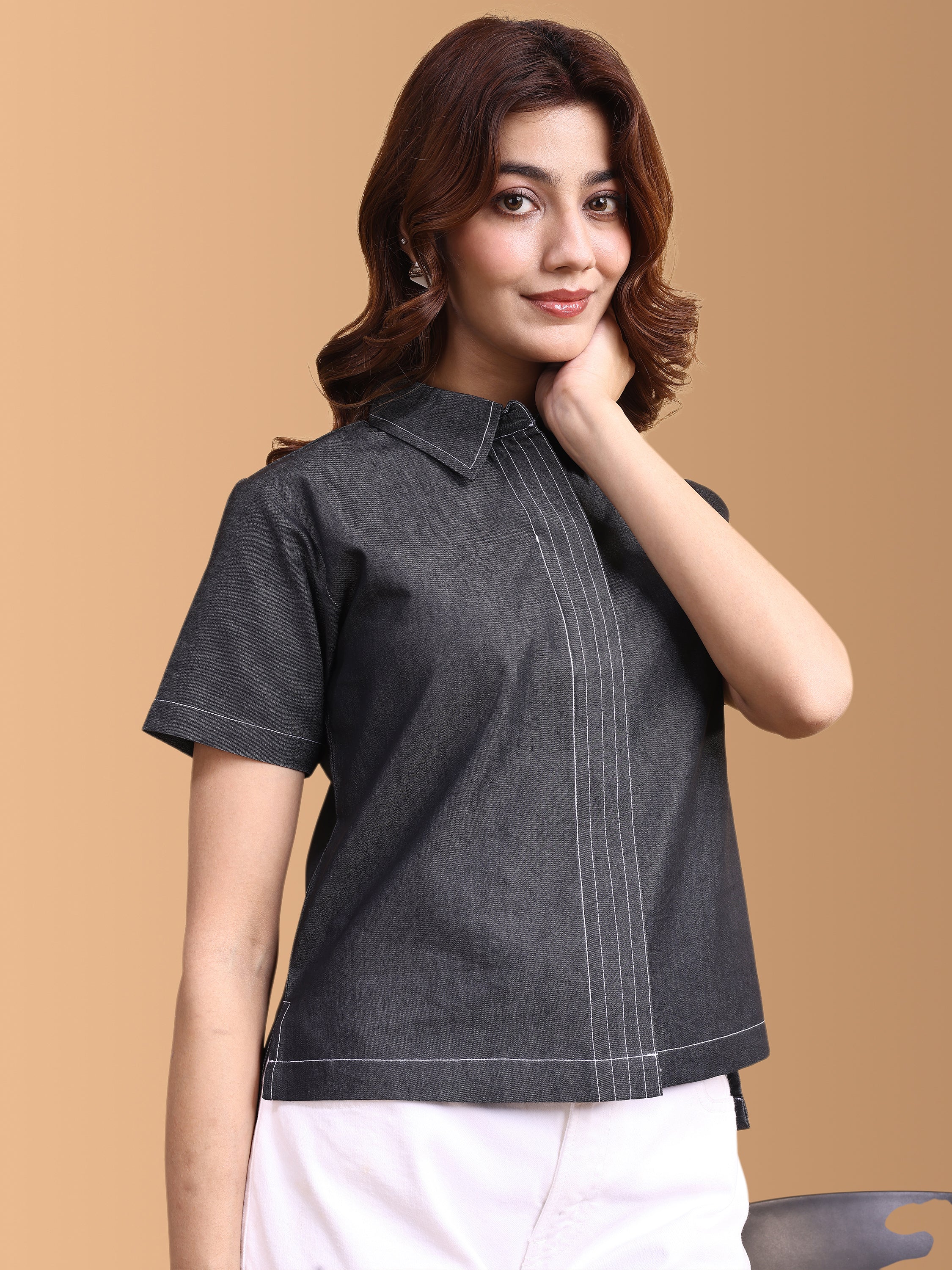 Women Denim Shirt Style Top
