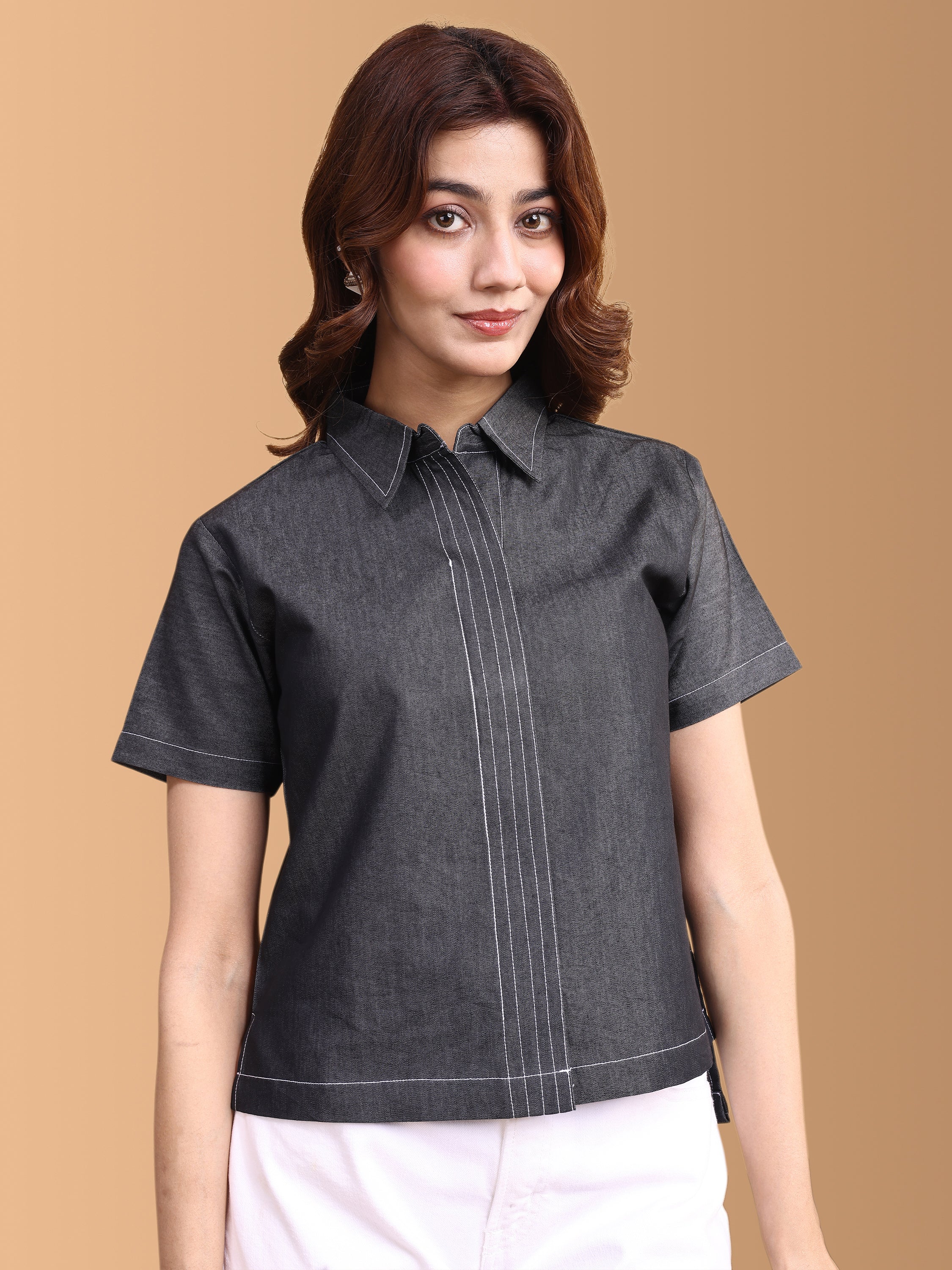 Women Denim Shirt Style Top